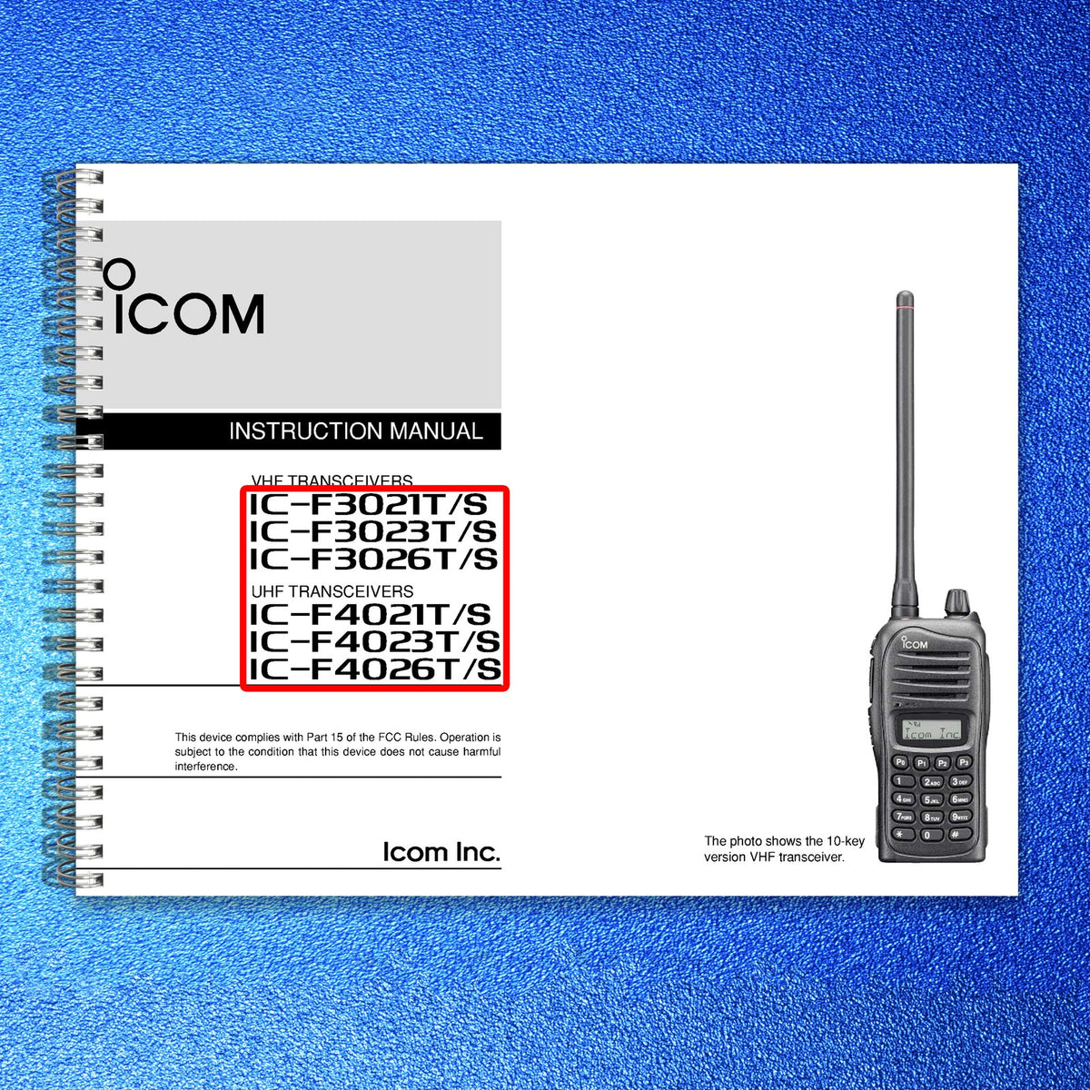 ICOM IC-F3021T S 3023T S 3026T S 4021T S 4023T S 4026T S Instruction Manual
