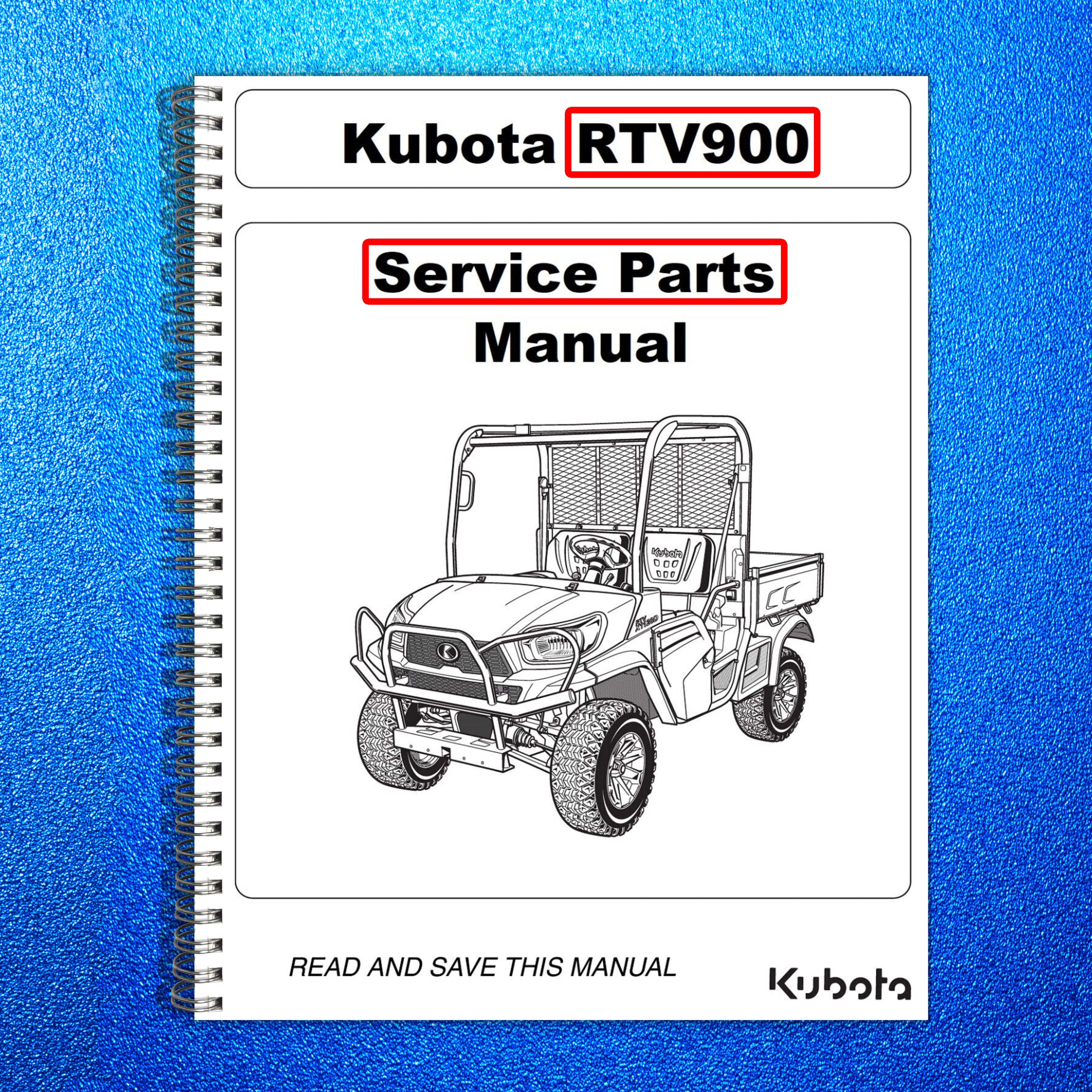 KUBOTA RTV900 SERVICE PARTS MANUAL - STEEL WIRE BOUND - PROTECTIVE COVERS