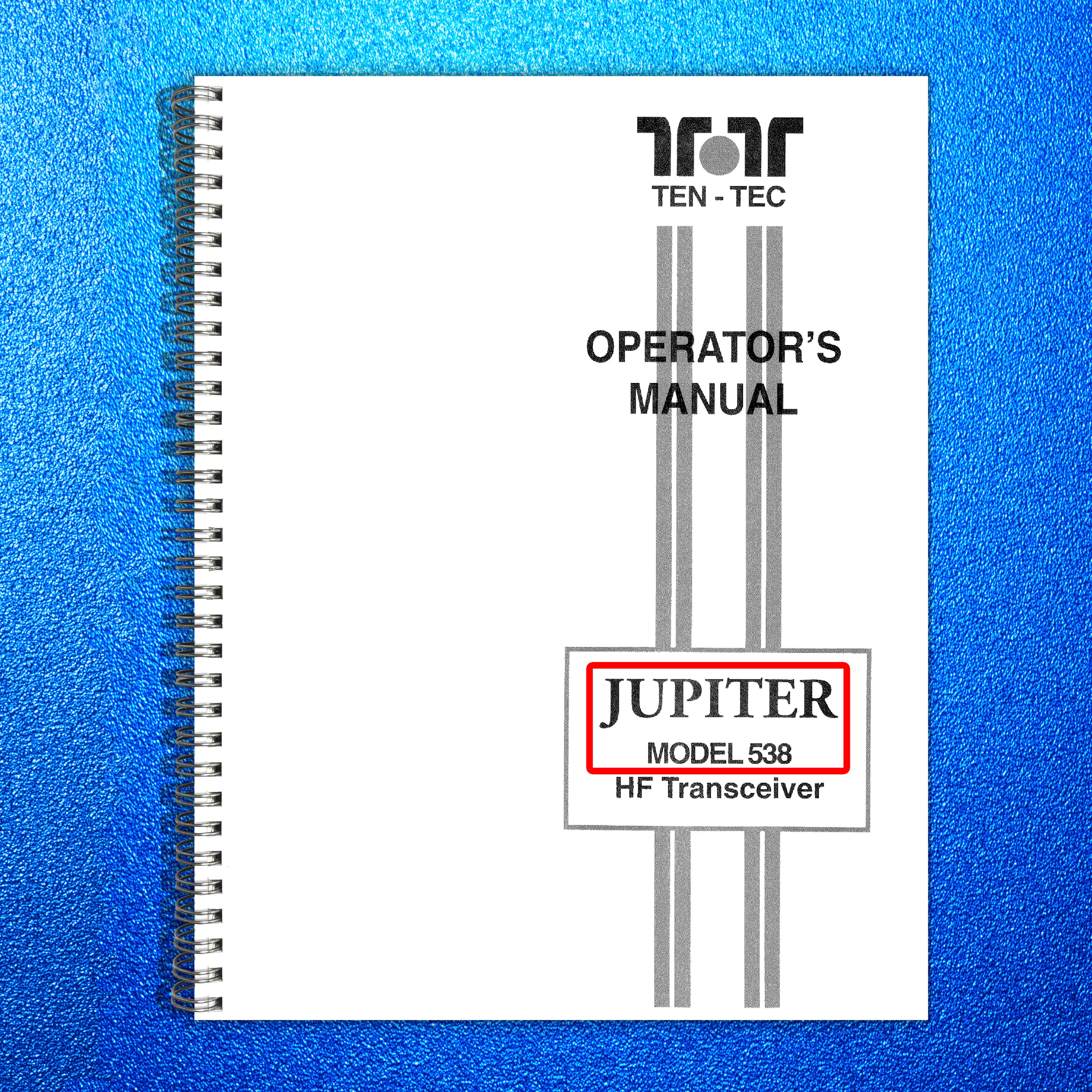 TEN TEC Jupiter 538 User Manual - STEEL WIRE BOUND - PROTECTIVE COVERS