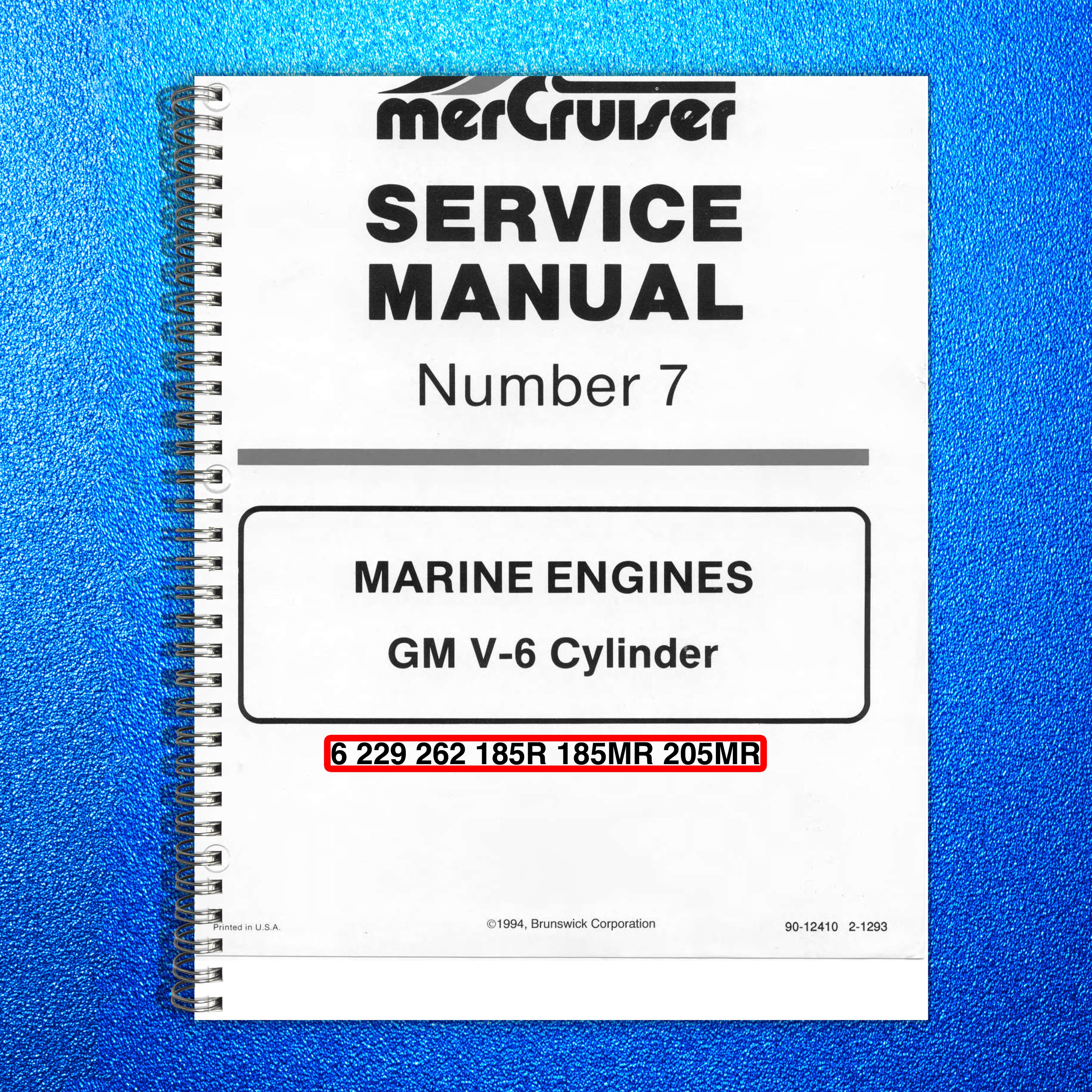 MERCURY MERCRUISER GM V-6 229 262 MCM 185R 185MR 205MR Service Manual 1994