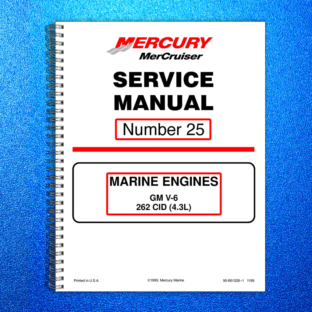 MERCURY No 25 Marine Engines GM V6 Service Manual - STEEL WIRE BOUND - COVERS