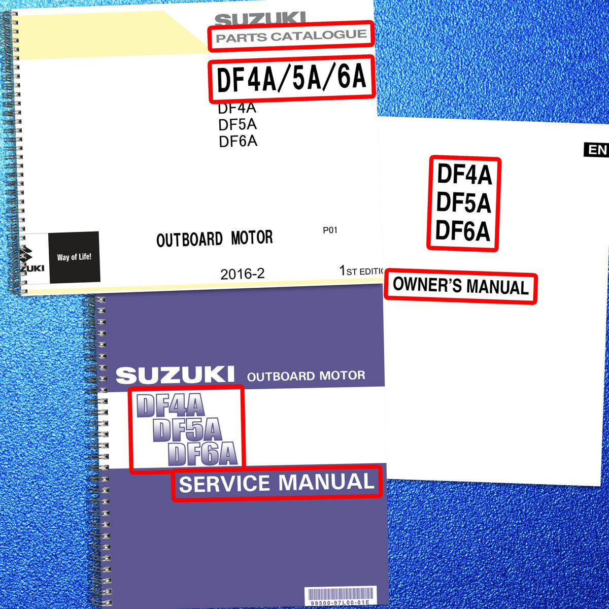 SUZUKI DF4A DF5A DF6A Parts Operators Service Manual BUNDLE - WIRE BOUND