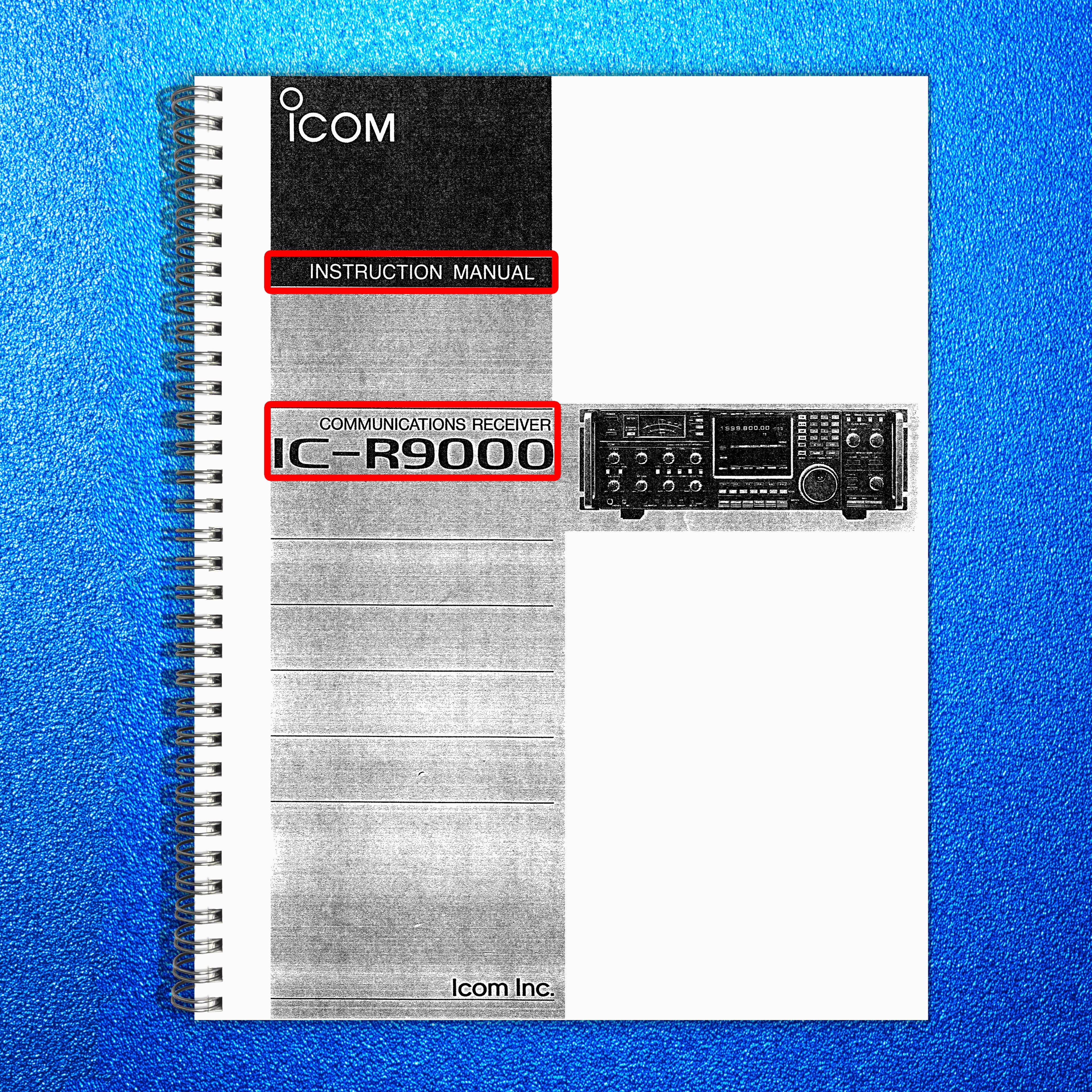 ICOM IC-R9000 Receiver Instruction Manual - STEEL WIRE BOUND - PROTECTIVE COVERS