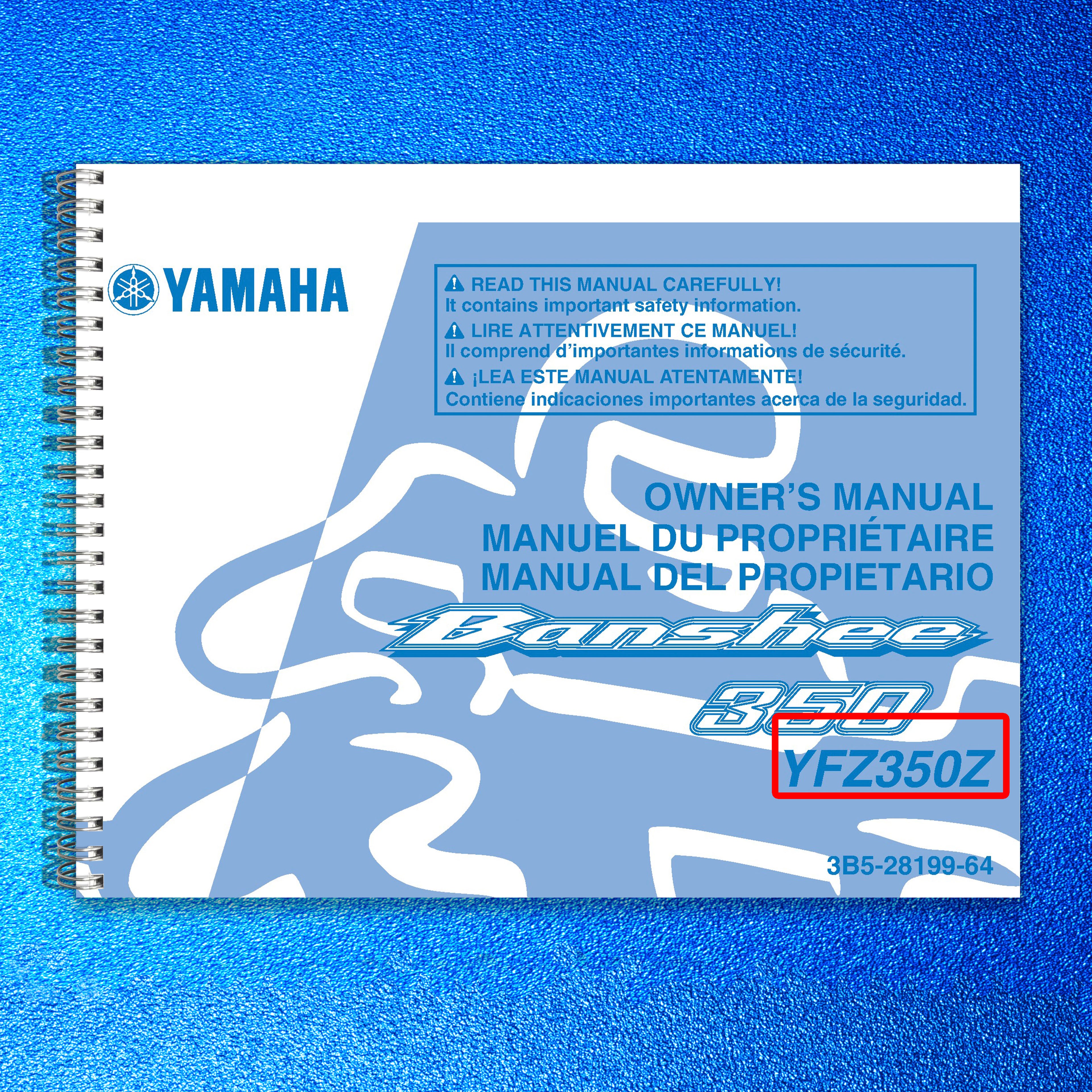 YAMAHA Banshee YFZ350Z ATV Owners Manual - STEEL WIRE BOUND - PROTECTIVE COVERS