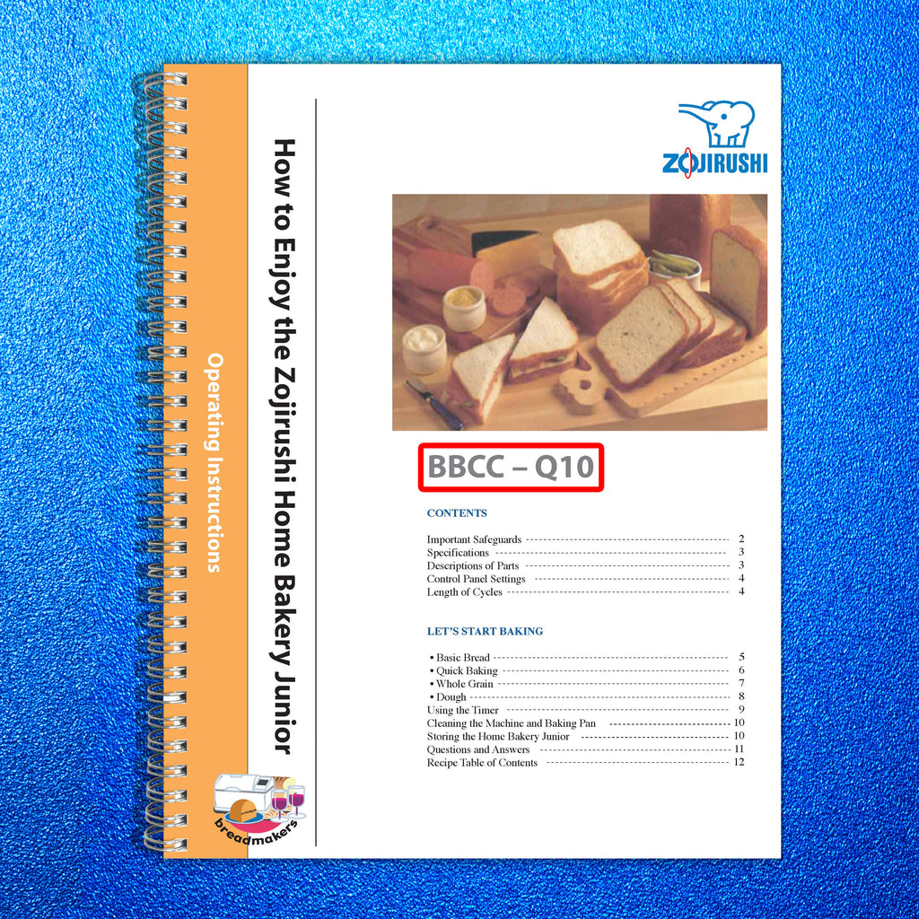 ZOJIRUSHI BBCC-Q10 Home Bakery Junior Operation Manual User Guide