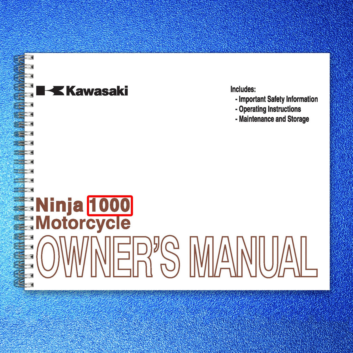 KAWASAKI Ninja 1000 Owners Manual 2011 - STEEL WIRE BOUND - PROTECTIVE COVERS