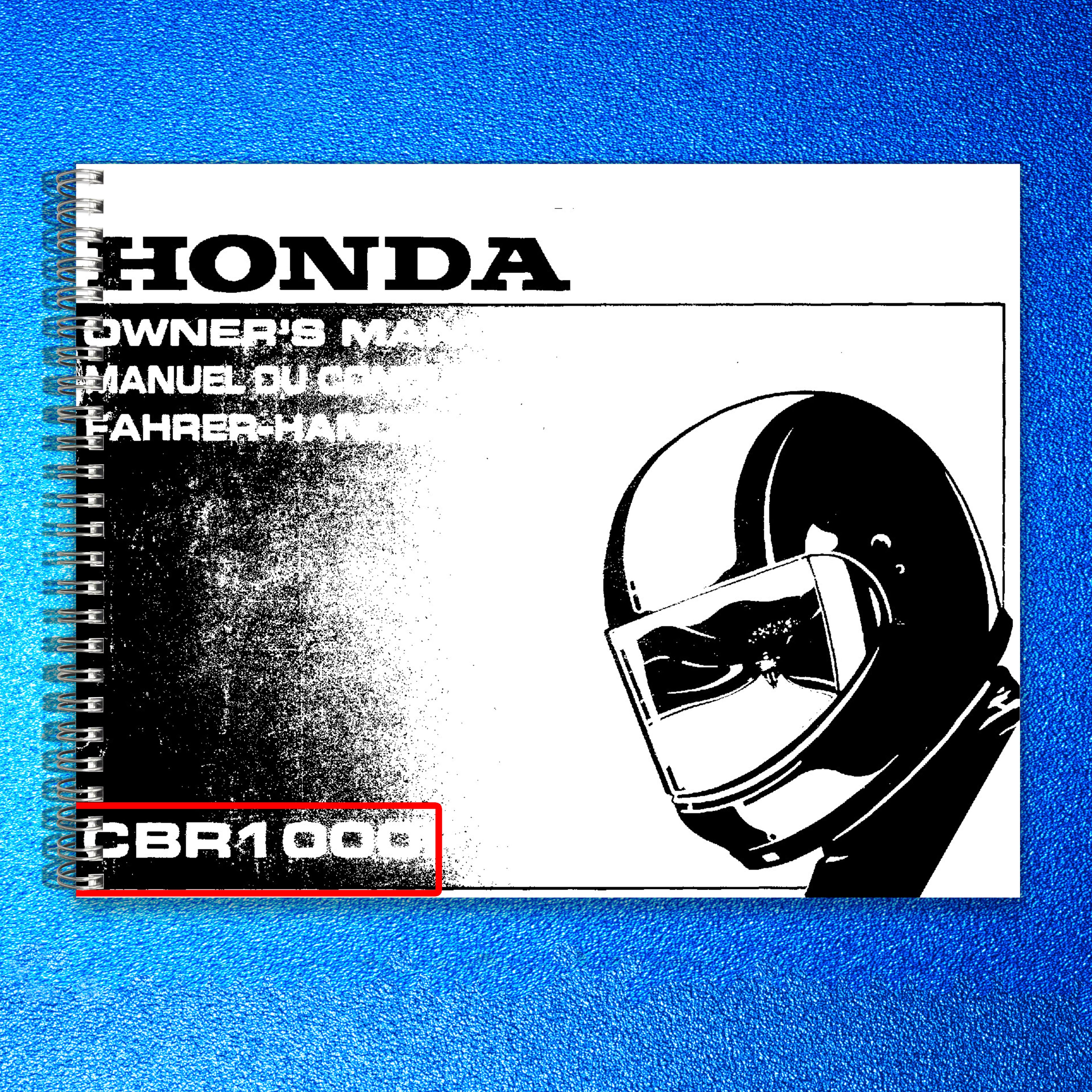 HONDA CBR1000F Motorcycle Owners Manual 1993 - BOUND - COVERS - XL FOLDOUT PAGES