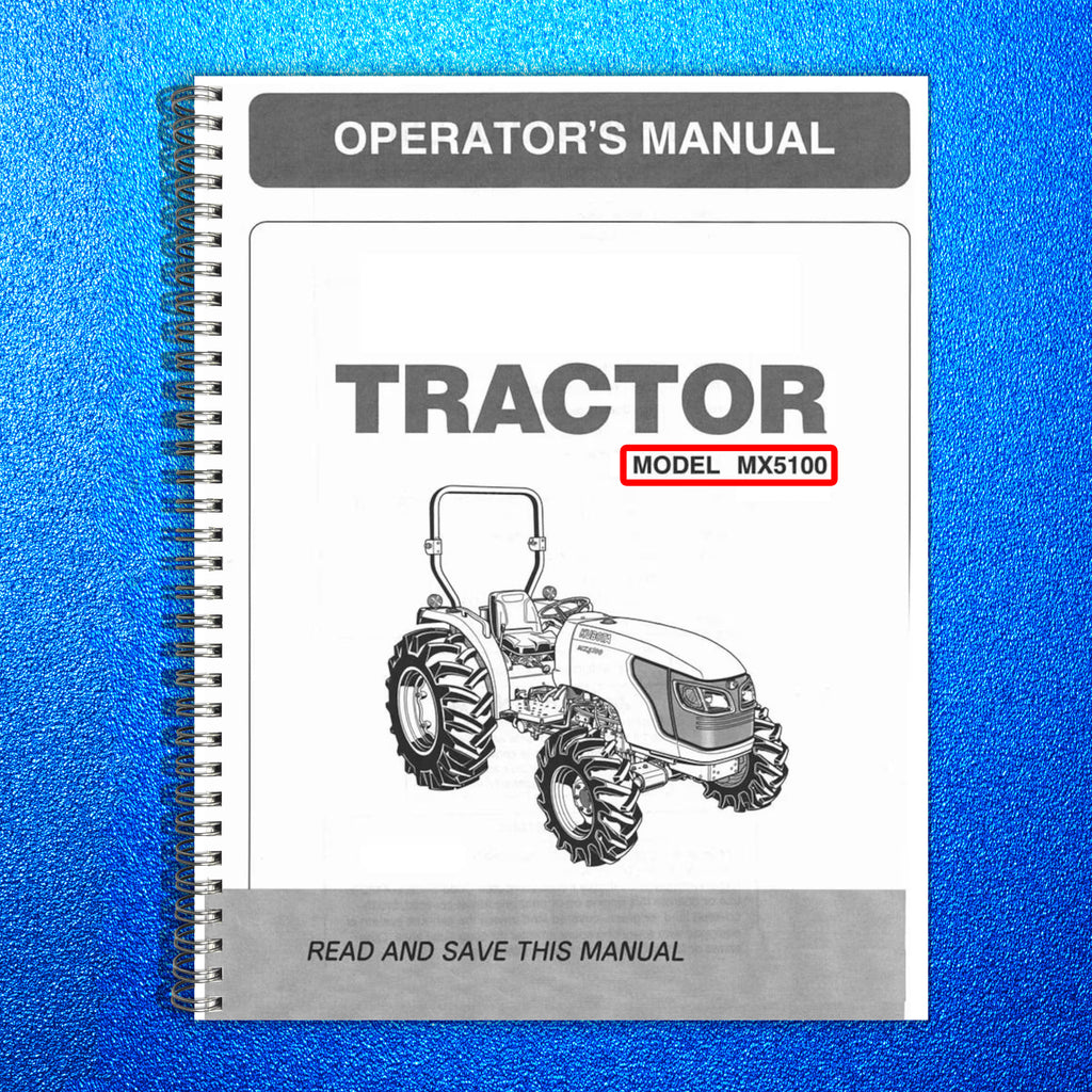 KUBOTA MX5100 OPERATORS MANUAL - STEEL WIRE BOUND - PROTECTIVE COVERS