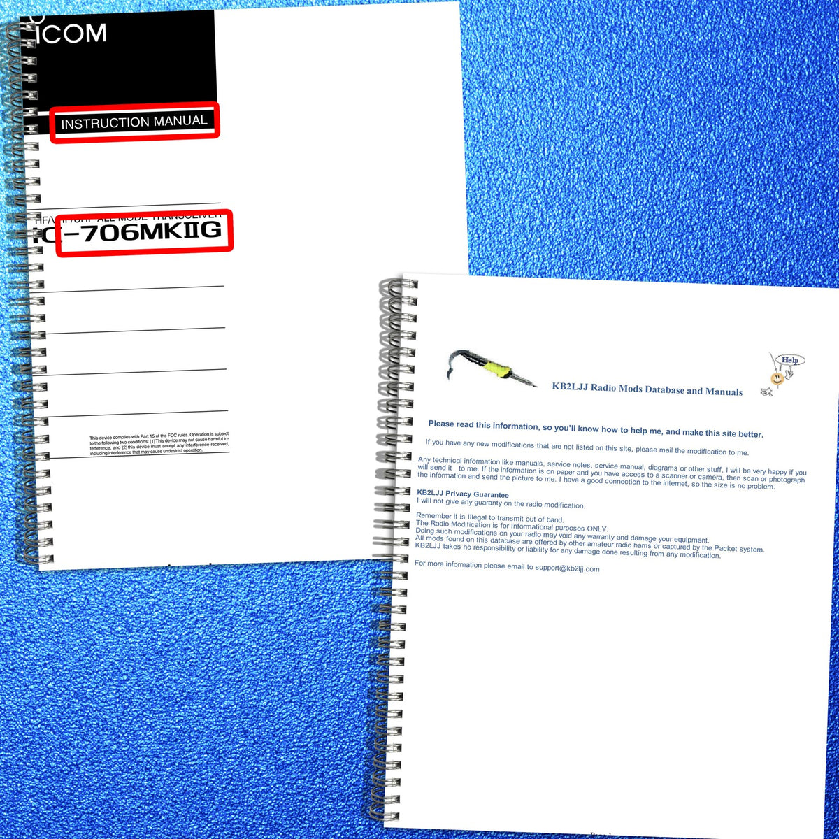 ICOM IC-706MKIIG Transceiver Service & Operators Manual BUNDLE - WIRE BOUND