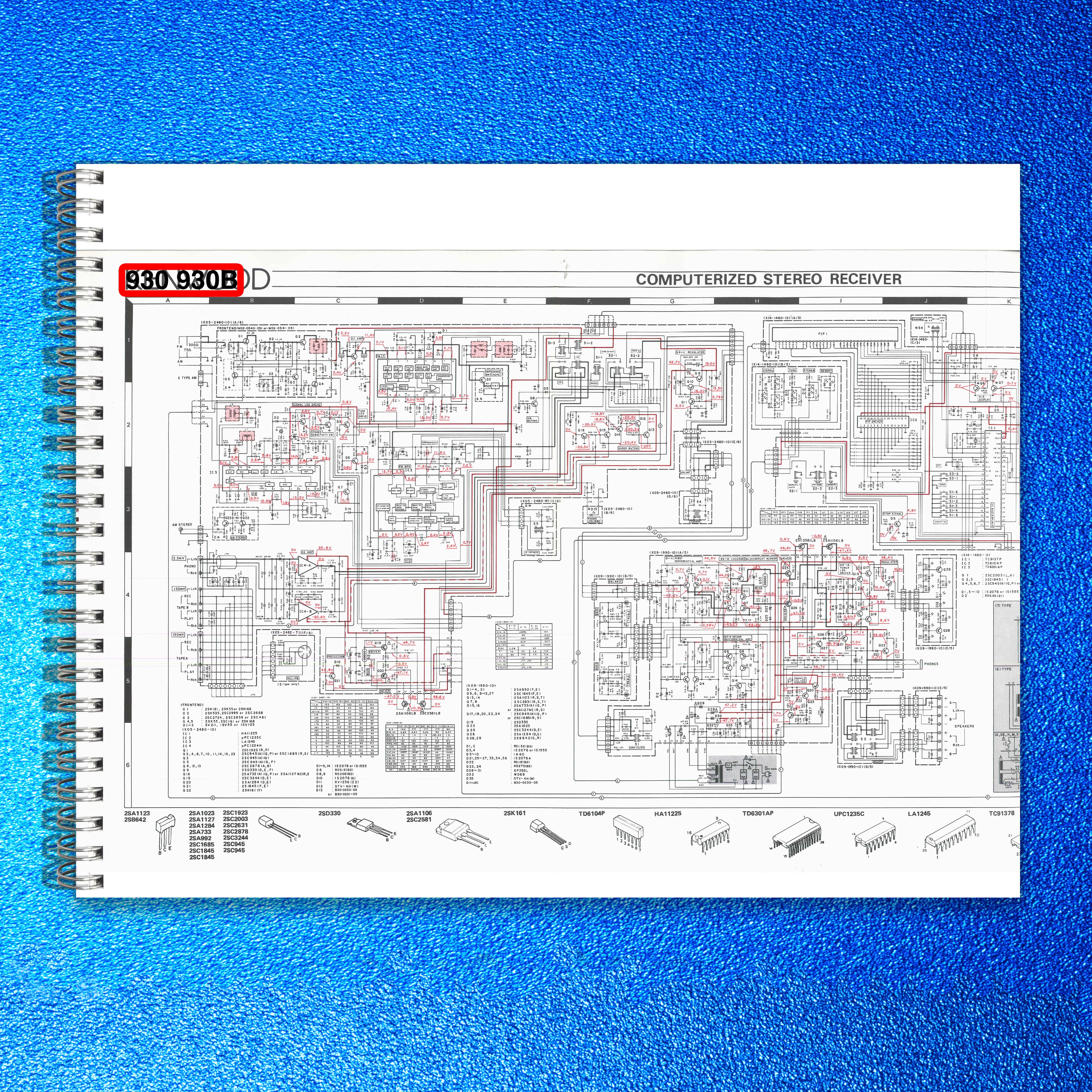 KENWOOD KR-930 KR-930B Stereo Receiver Service Manual - WIRE BOUND - COVERS