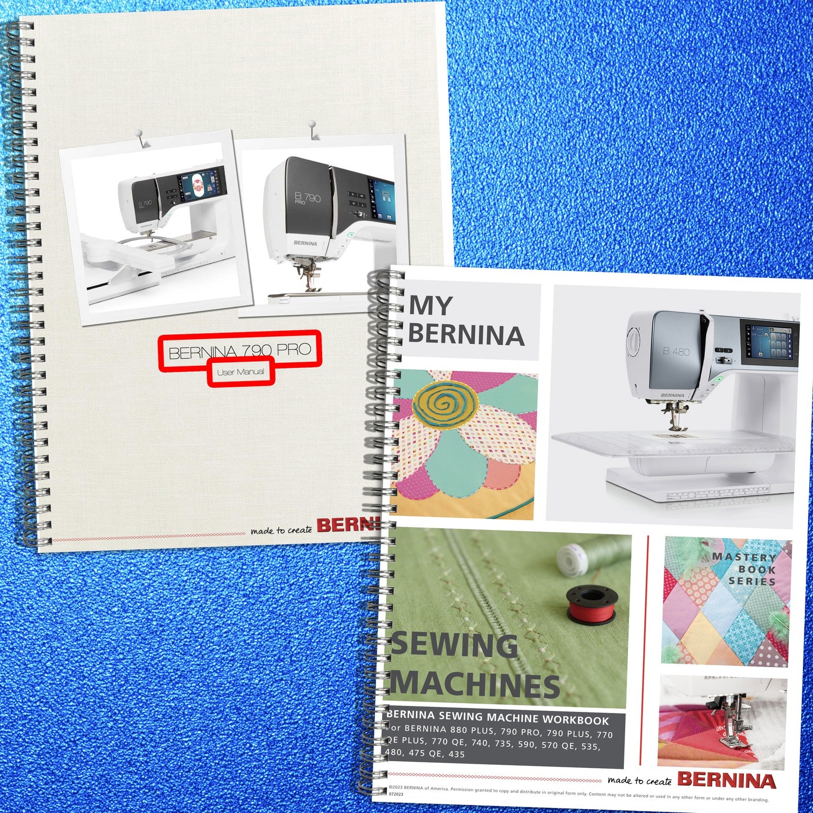 BERNINA 790 PRO Operators & Workbook Manual BUNDLE - WIRE BOUND - TOUGH COVERS