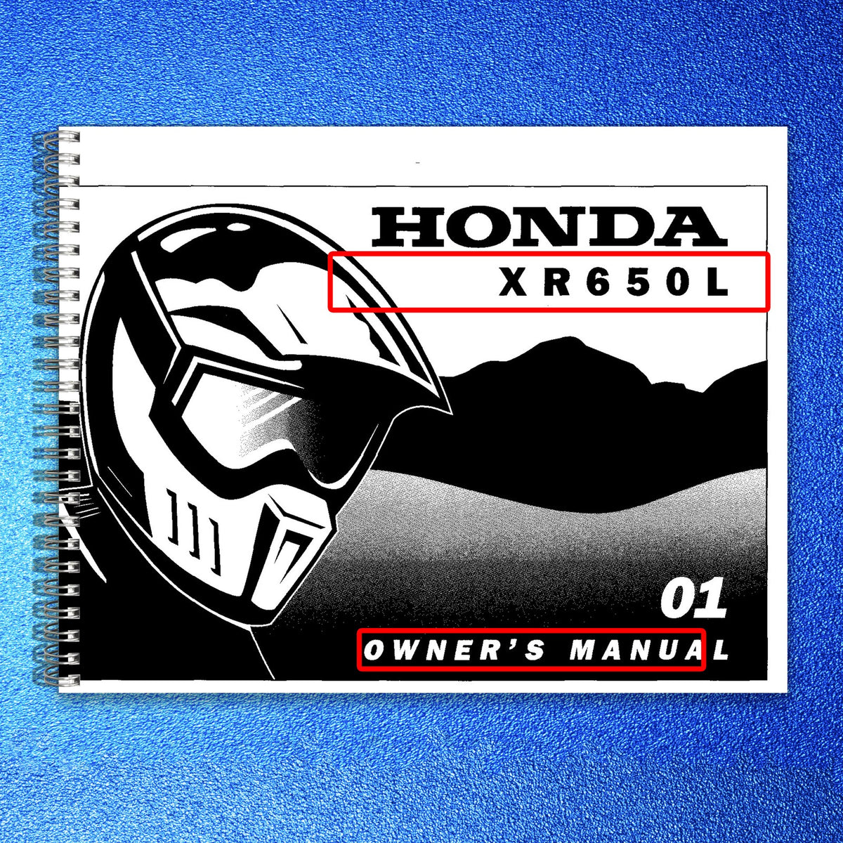 HONDA XR650L Owners Manual 2001 - STEEL WIRE BOUND - PROTECTIVE COVERS