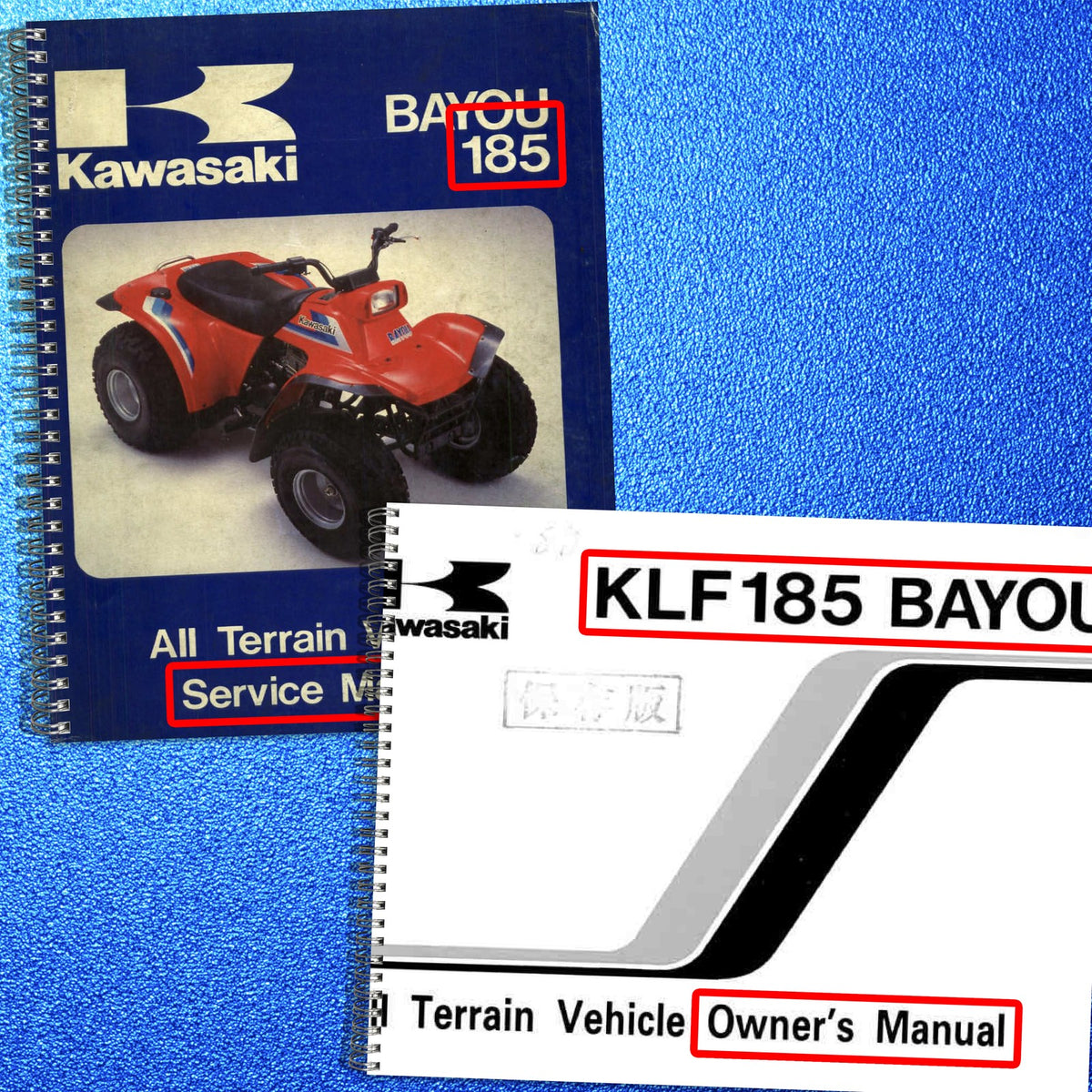KAWASAKI Bayou 185 KLF185 Service & Operators Manual BUNDLE - WIRE BOUND