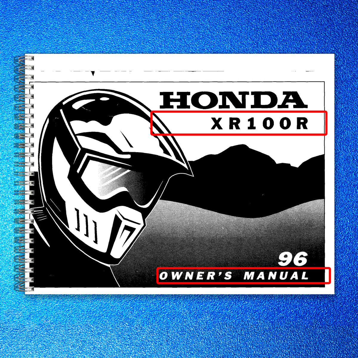HONDA XR100R Owners Manual 1996 - STEEL WIRE BOUND - PROTECTIVE COVERS