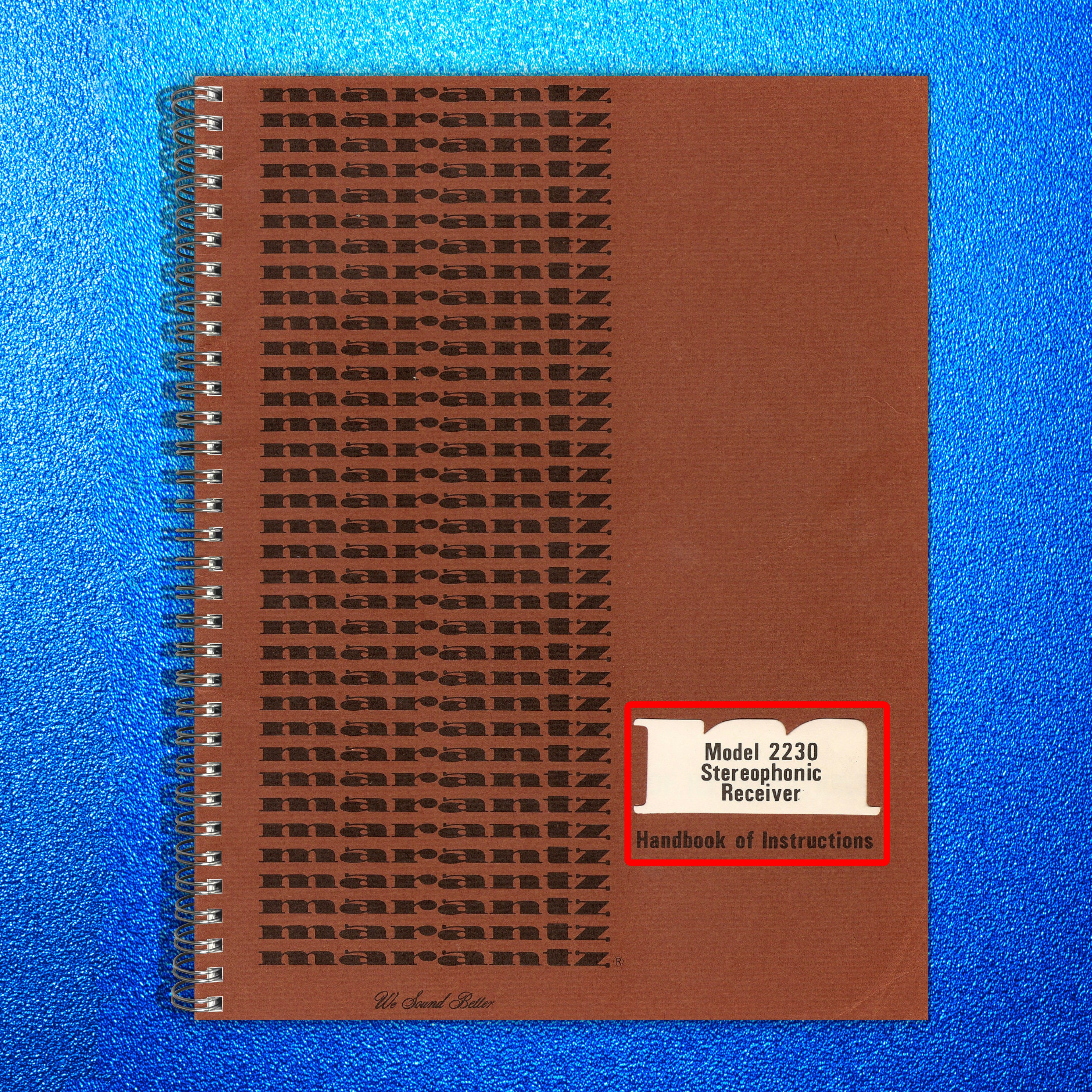 MARANTZ 2230 Receiver Owners Manual - STEEL WIRE BOUND - PROTECTIVE COVERS