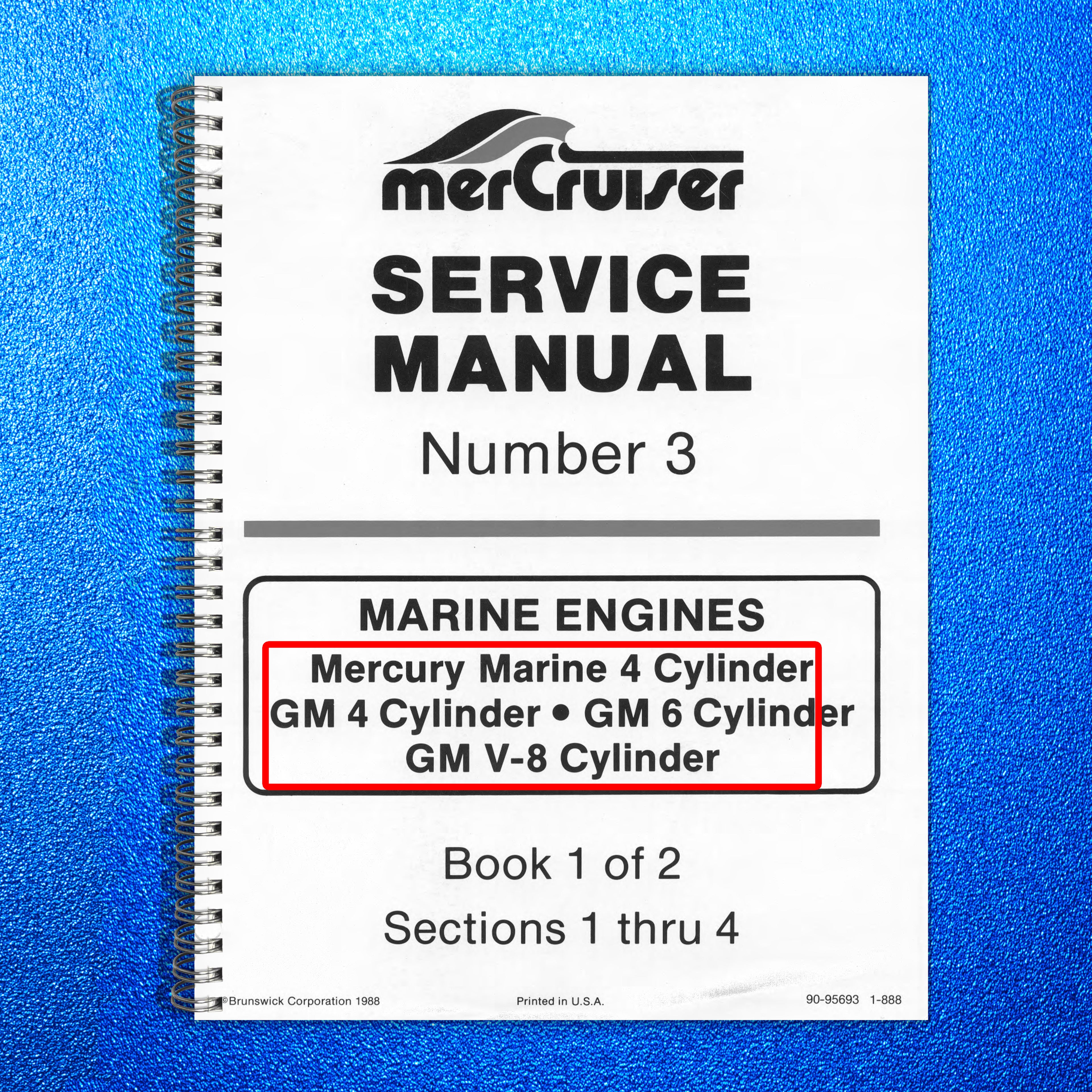 MERCURY MERCRUISER GM 4 6 V-8 Cylinder Marine Engine Service Manual 1988 - BOUND