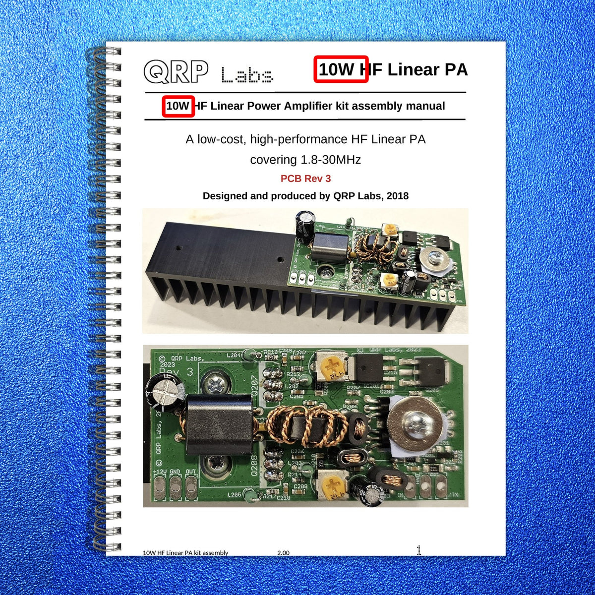 QRP LABS 10W HF Linear PA Kit Assembly Manual PCB 2018 - WIRE BOUND - COVERS
