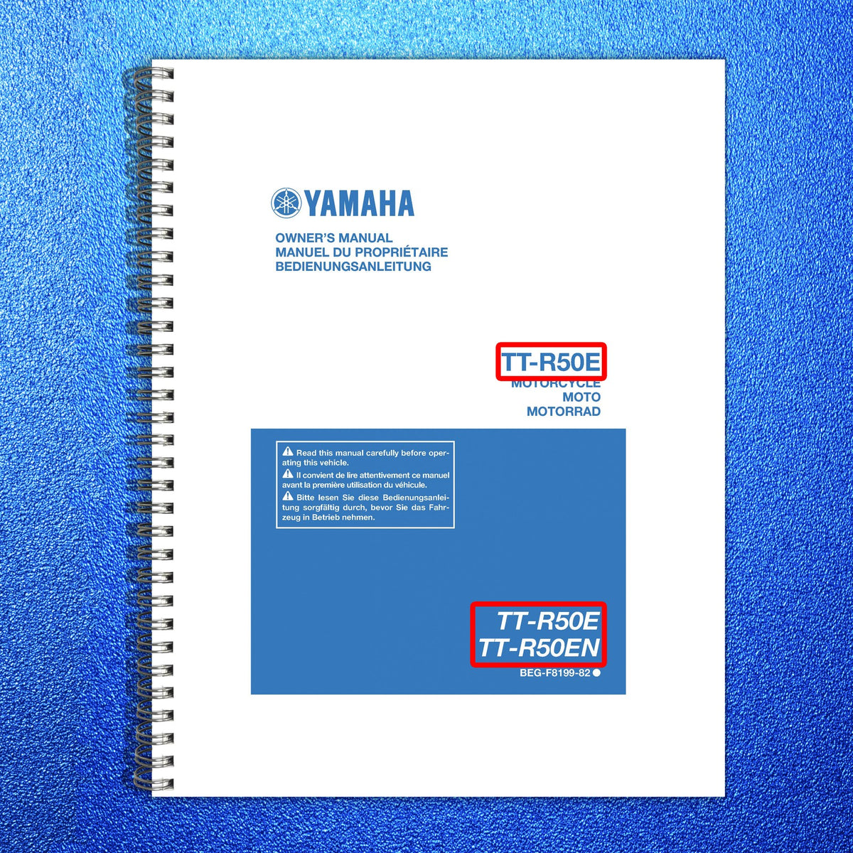 YAMAHA TT-R50E TT-R50EN Motorcycle Owners Manual 2021 - WIRE BOUND - COVERS