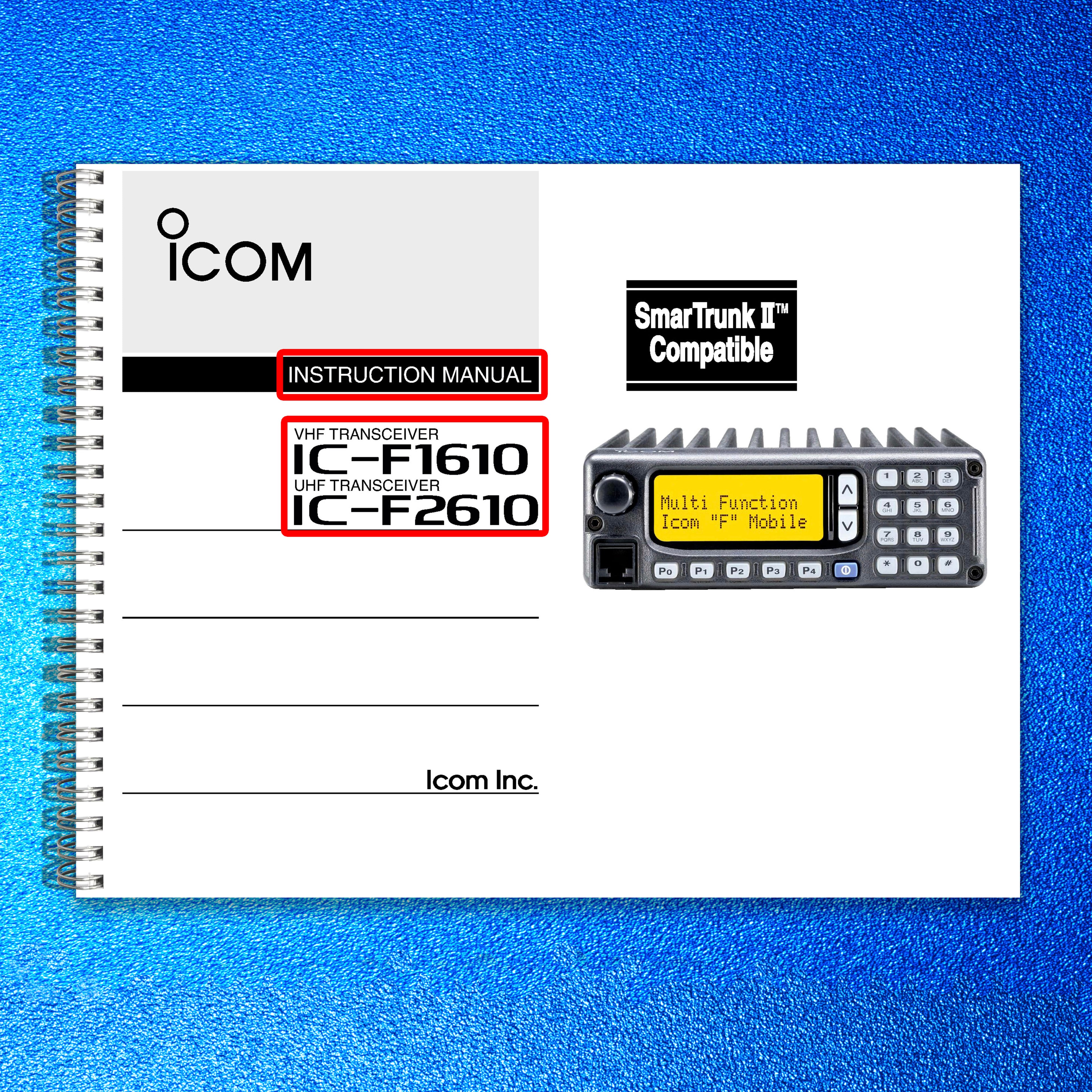 ICOM IC-F1610 IC-F2610 INSTRUCTION MANUAL - STEEL WIRE BOUND - PROTECTIVE COVERS