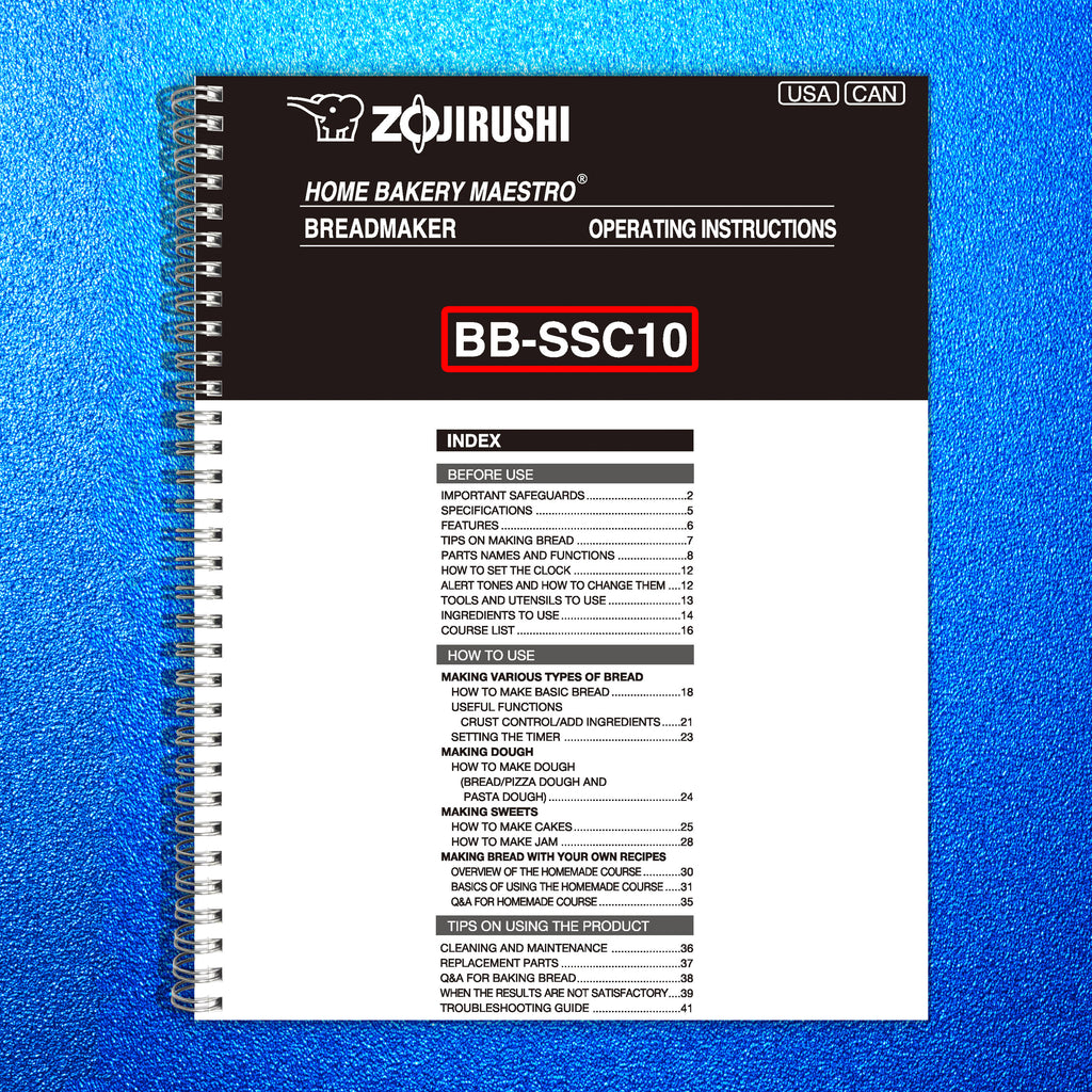 Zojirushi BB-SSC10-E Home Bakery Maestro Bread Maker User Manual Instructions