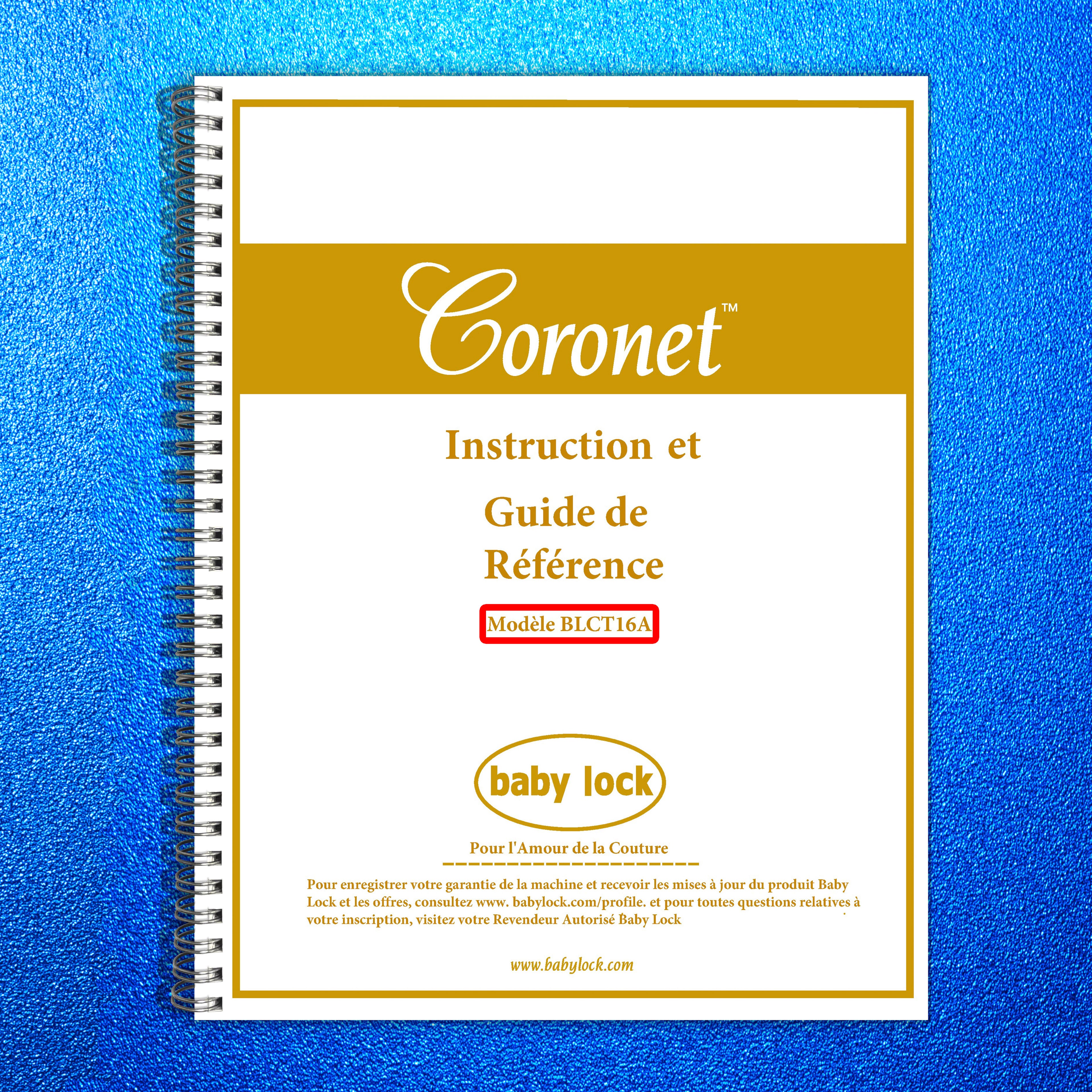 BABY LOCK Coronet BLCT16A Longarm Quilting Instruction Manual French - BOUND