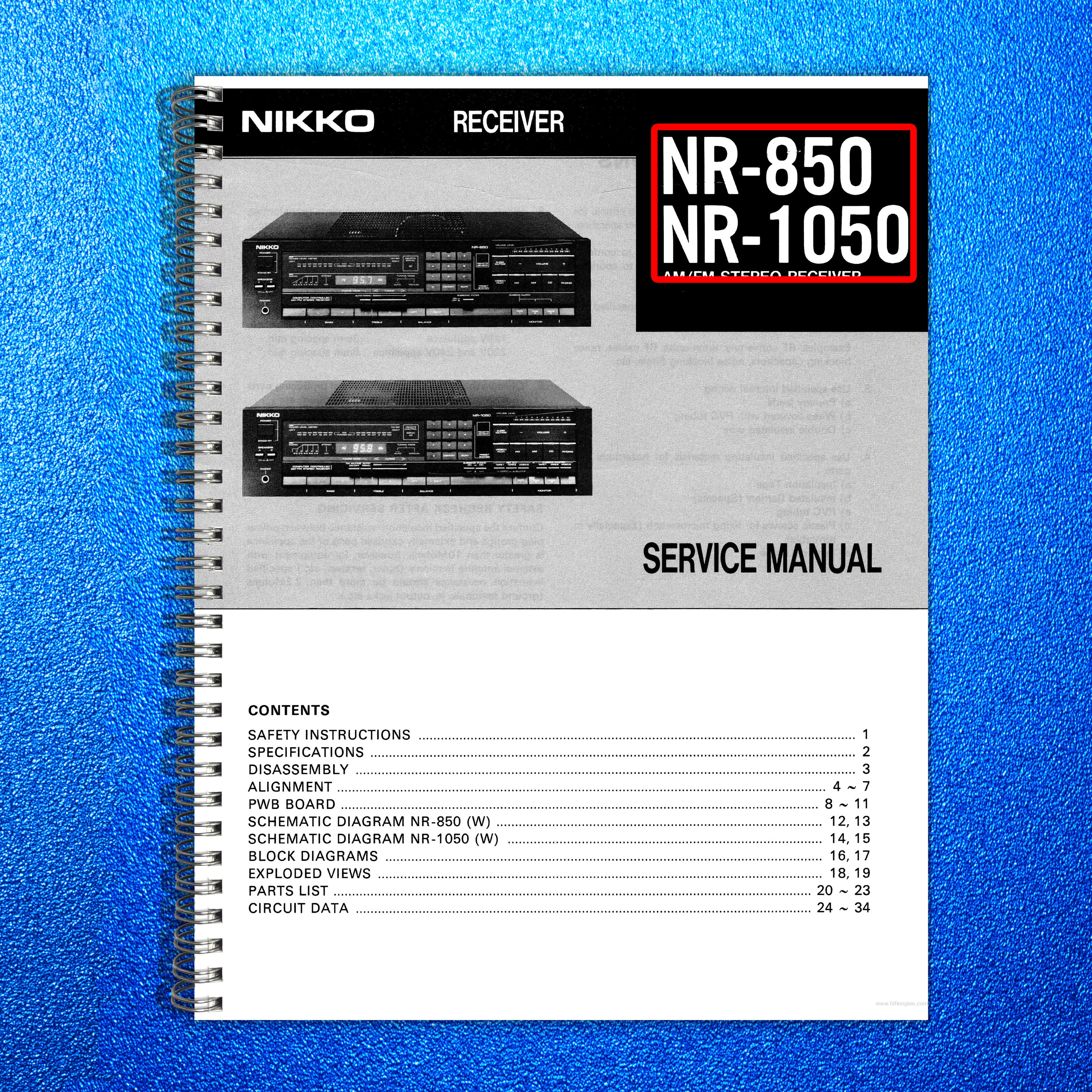 NIKKO NR-850 NR-1050 AM FM Stereo Receiver Service Manual, FOLDOUTS
