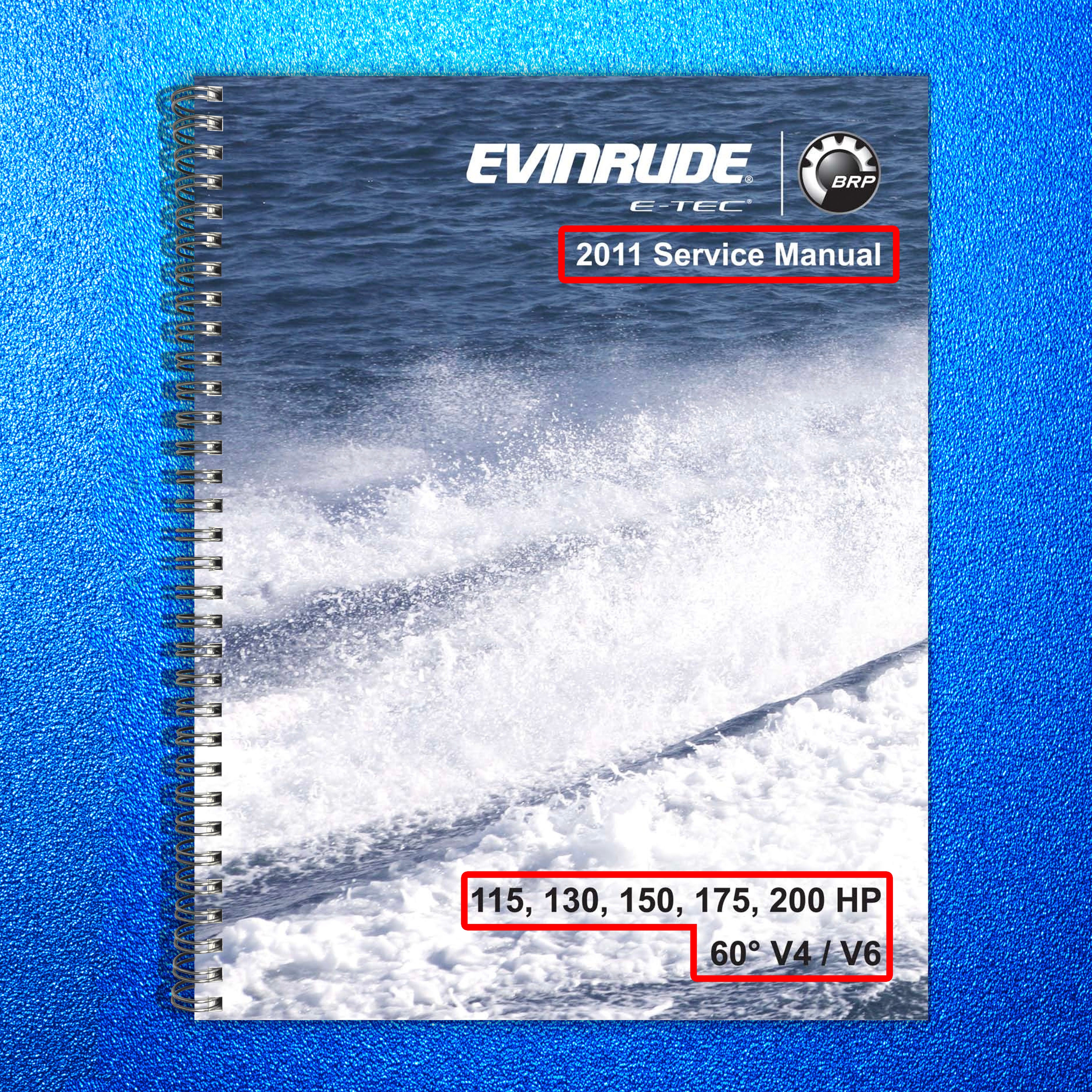 EVINRUDE E TEC 115 130 150 175 200 V4 V6 Service Manual, BOUND, COVERS, FOLDOUTS