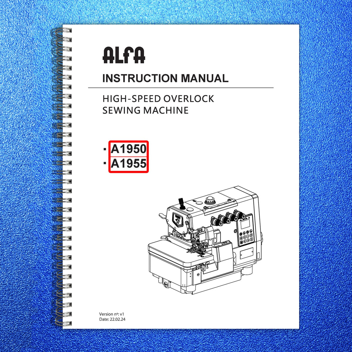 ALFA A1950 A1955 Sewing Machine Instruction Manual - WIRE BOUND - TOUGH COVERS