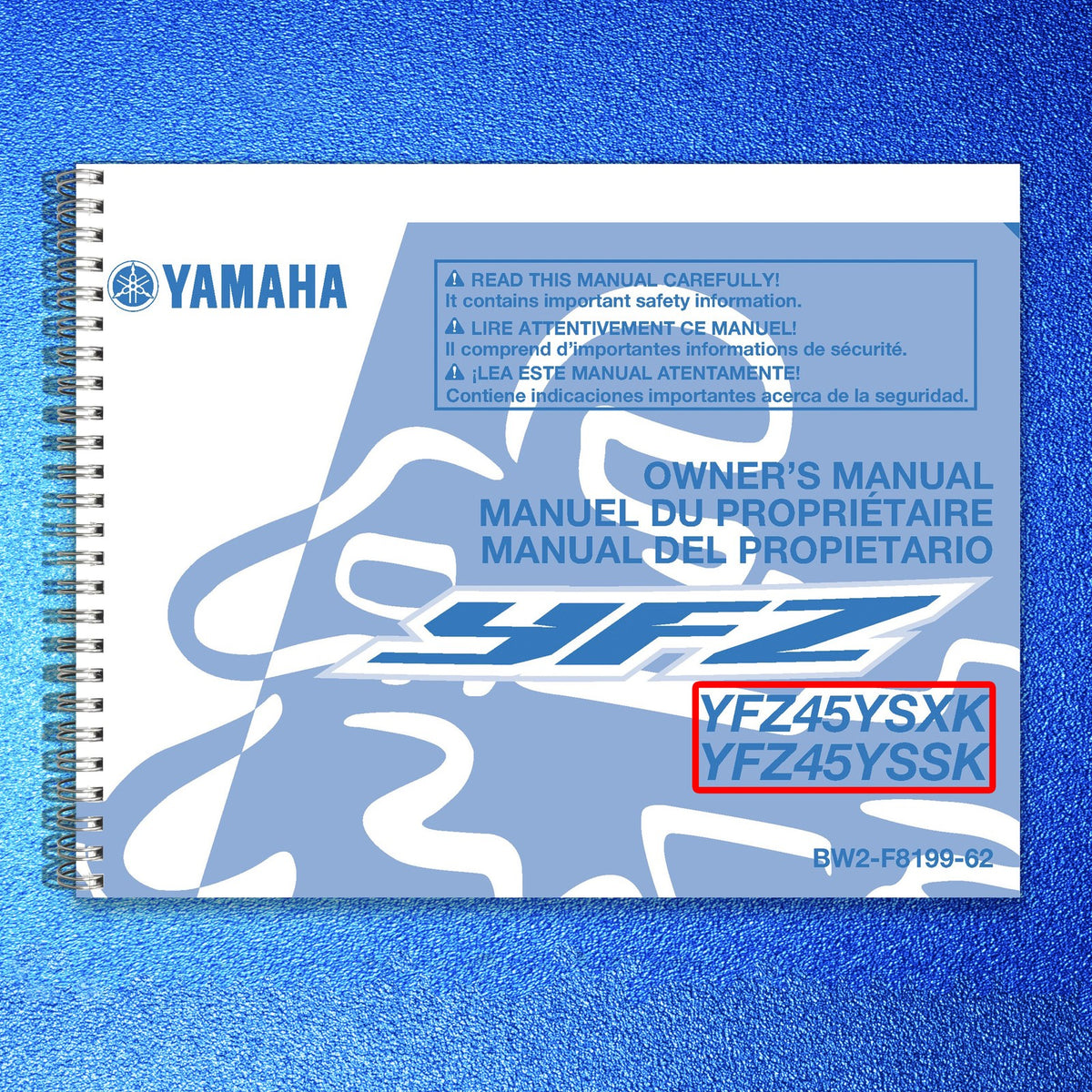 YAMAHA YFZ450 2019 ATV Owners Manual - STEEL WIRE BOUND - PROTECTIVE COVERS