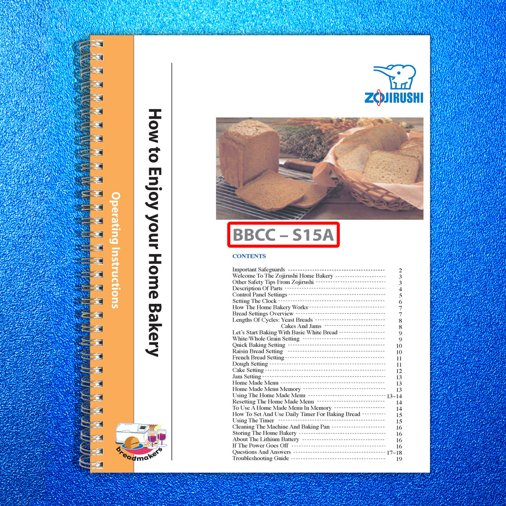ZOJIRUSHI BBCC-S15A User Manual Owners Instruction Booklet Plus LOTS of Recipes!