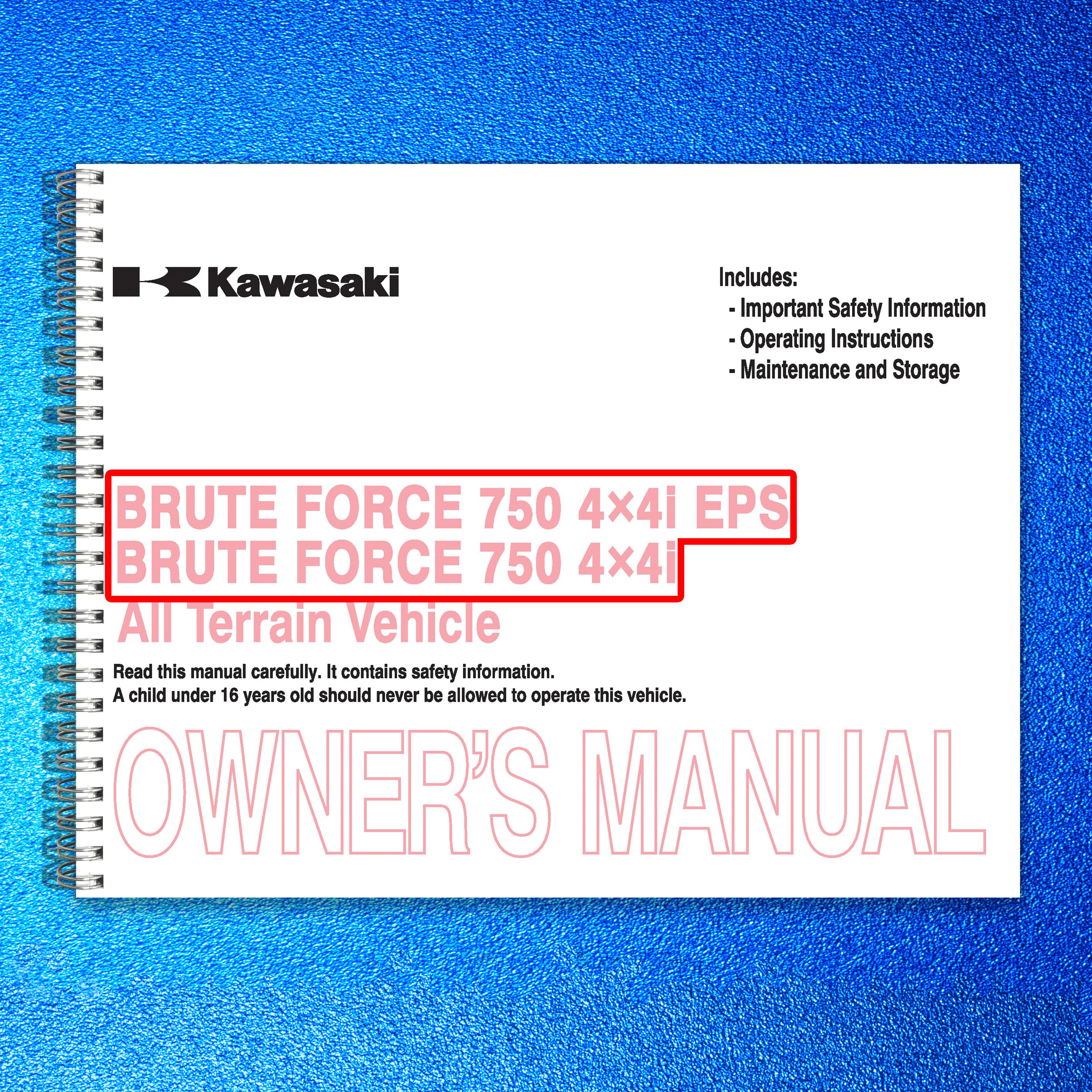 KAWASAKI Brute Force 750 4x4i Owners Manual 2014 - WIRE BOUND - TOUGH COVERS