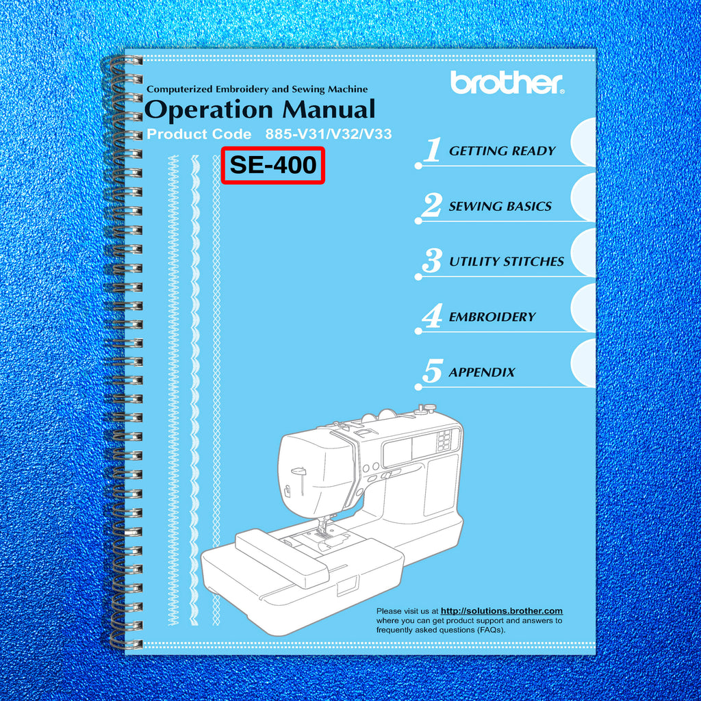 Brother SE-400 Sewing Machine User Manual Instruction Book - TOUGH WIRE BINDING