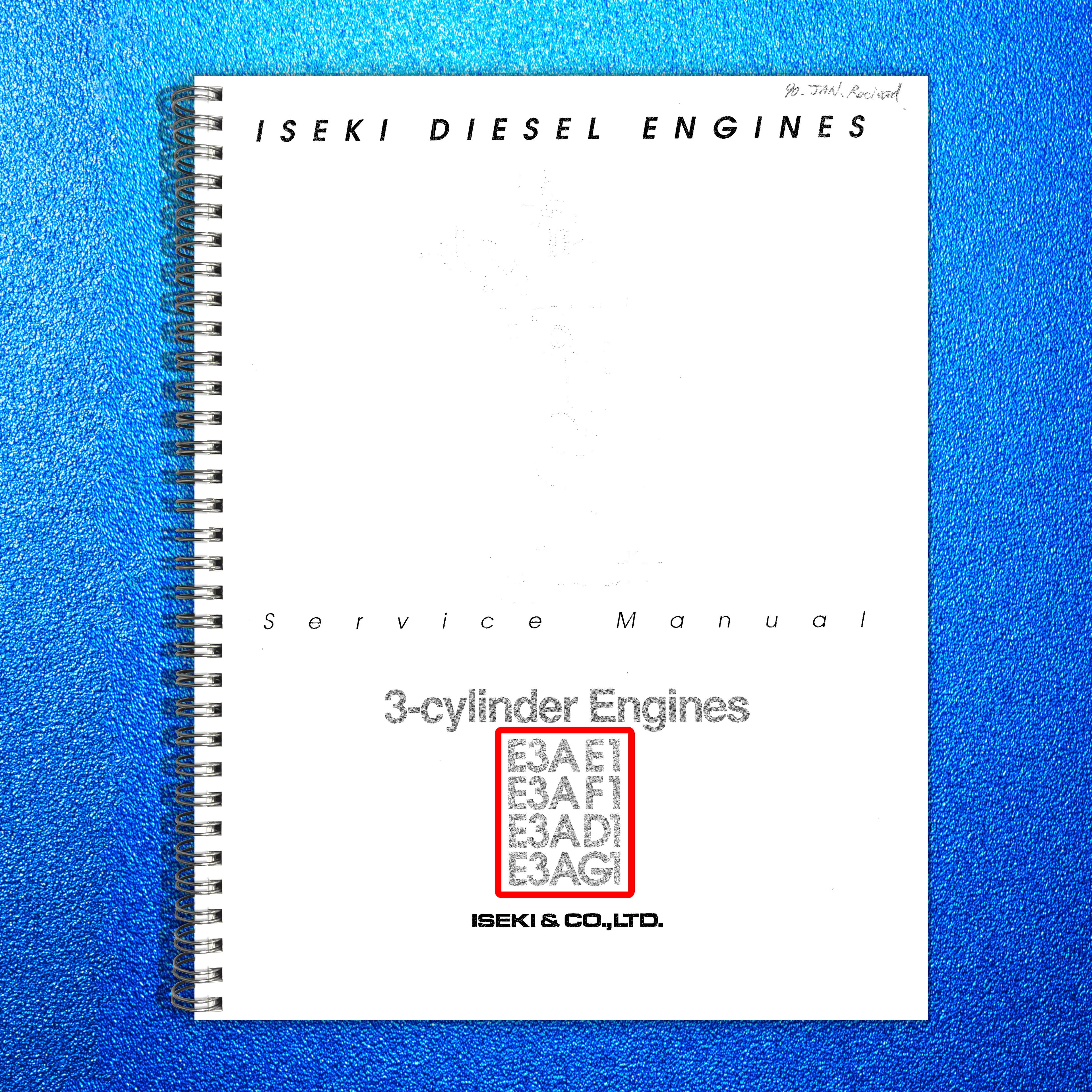 ISEKI E3AE1 E3AF1 E3AD1 E3AG1 Diesel Engine Service Manual - WIRE BOUND - COVERS
