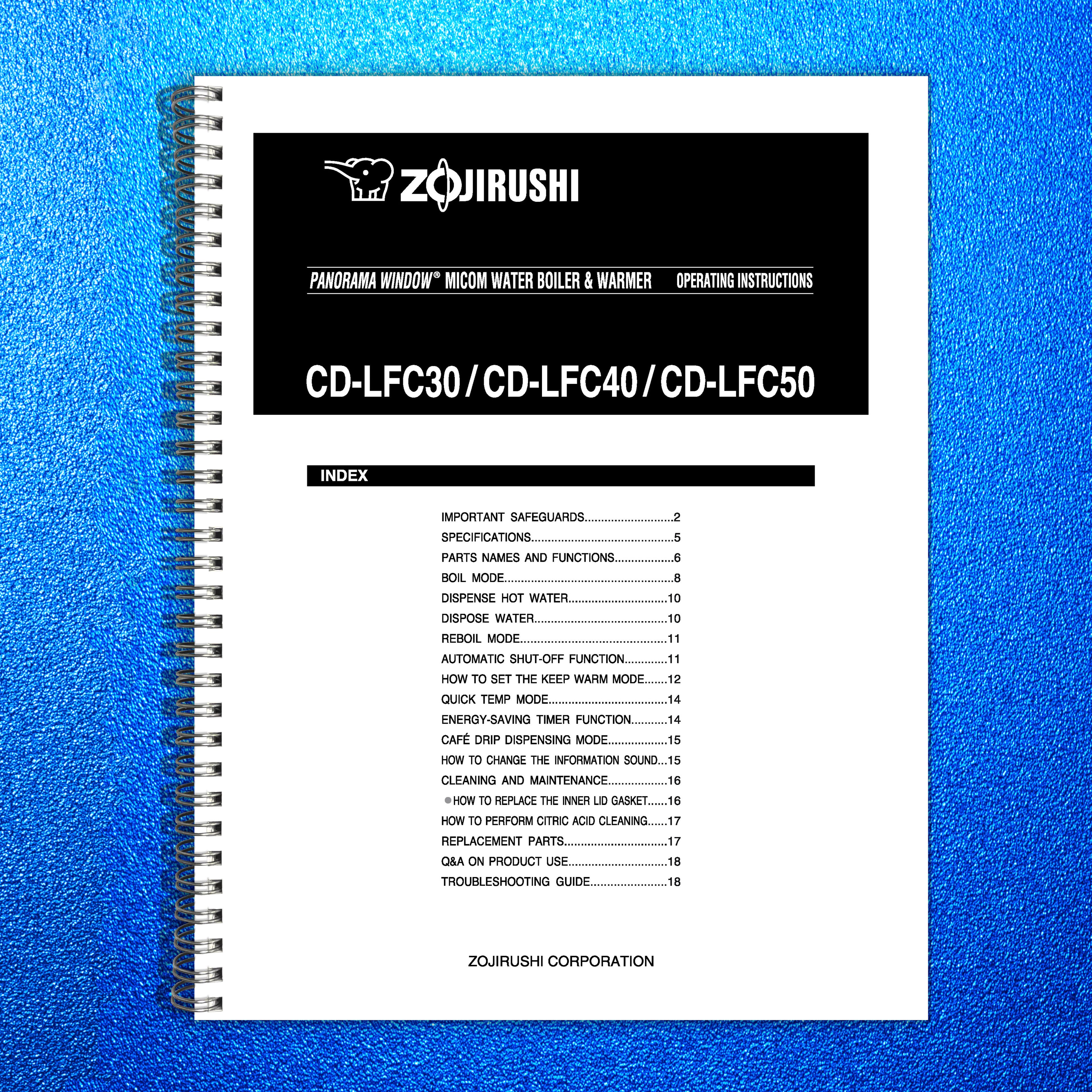 ZOJIRUSHI  More Micom Water Boiler  Warmer Operating Instructions Manual