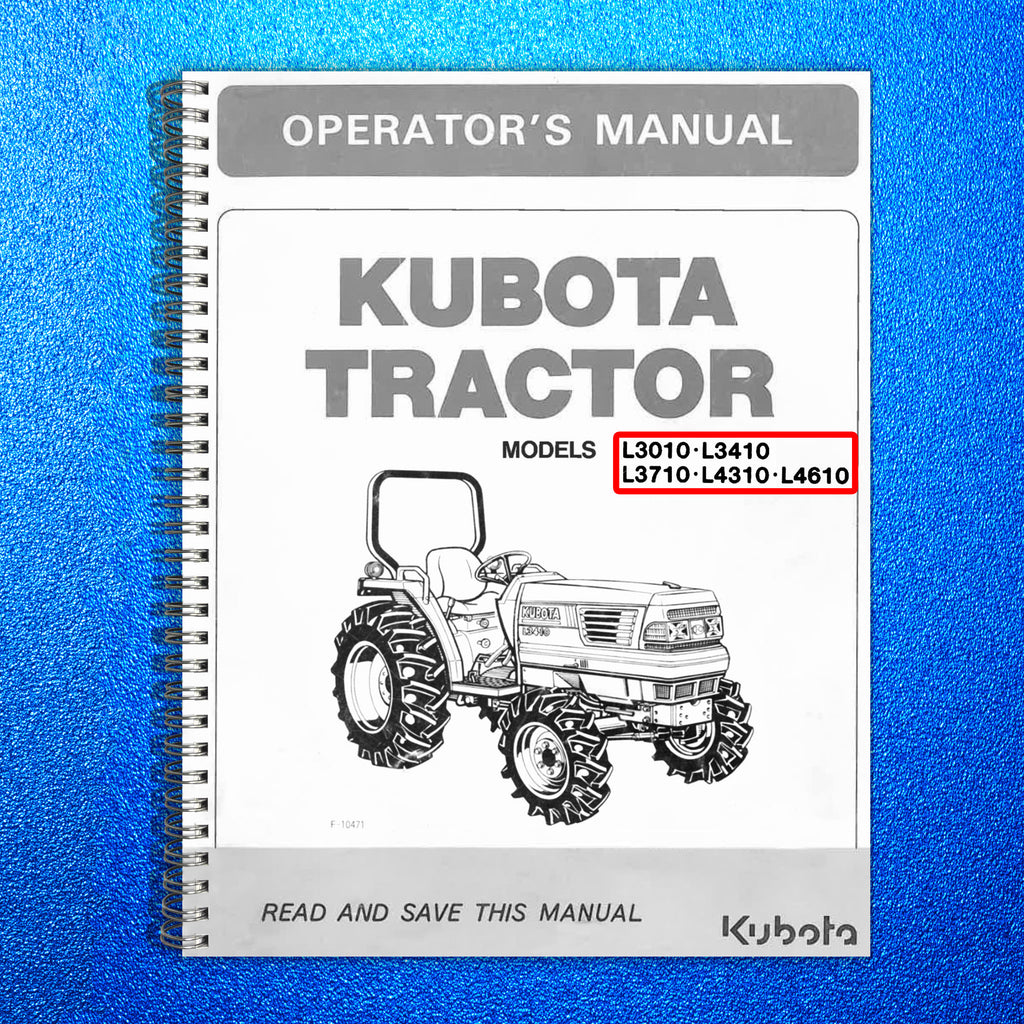 KUBOTA L3010 L3710 L4310 L4610 OPERATORS MANUAL - WIRE BOUND - PROTECTIVE COVERS