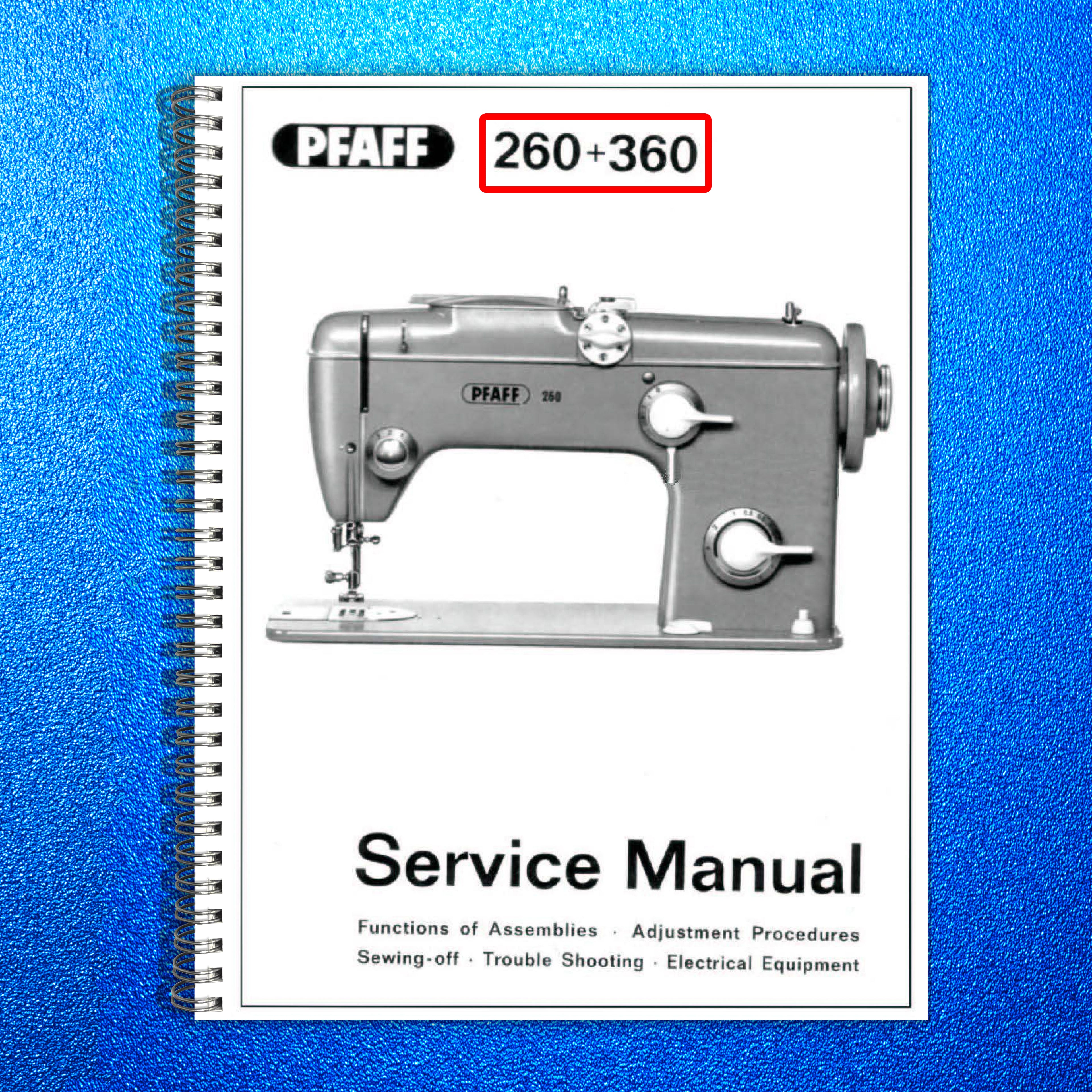 PFAFF 260 360 262 362 Sewing Machine Service Manual TOUGH WIRE BINDING & COVERS