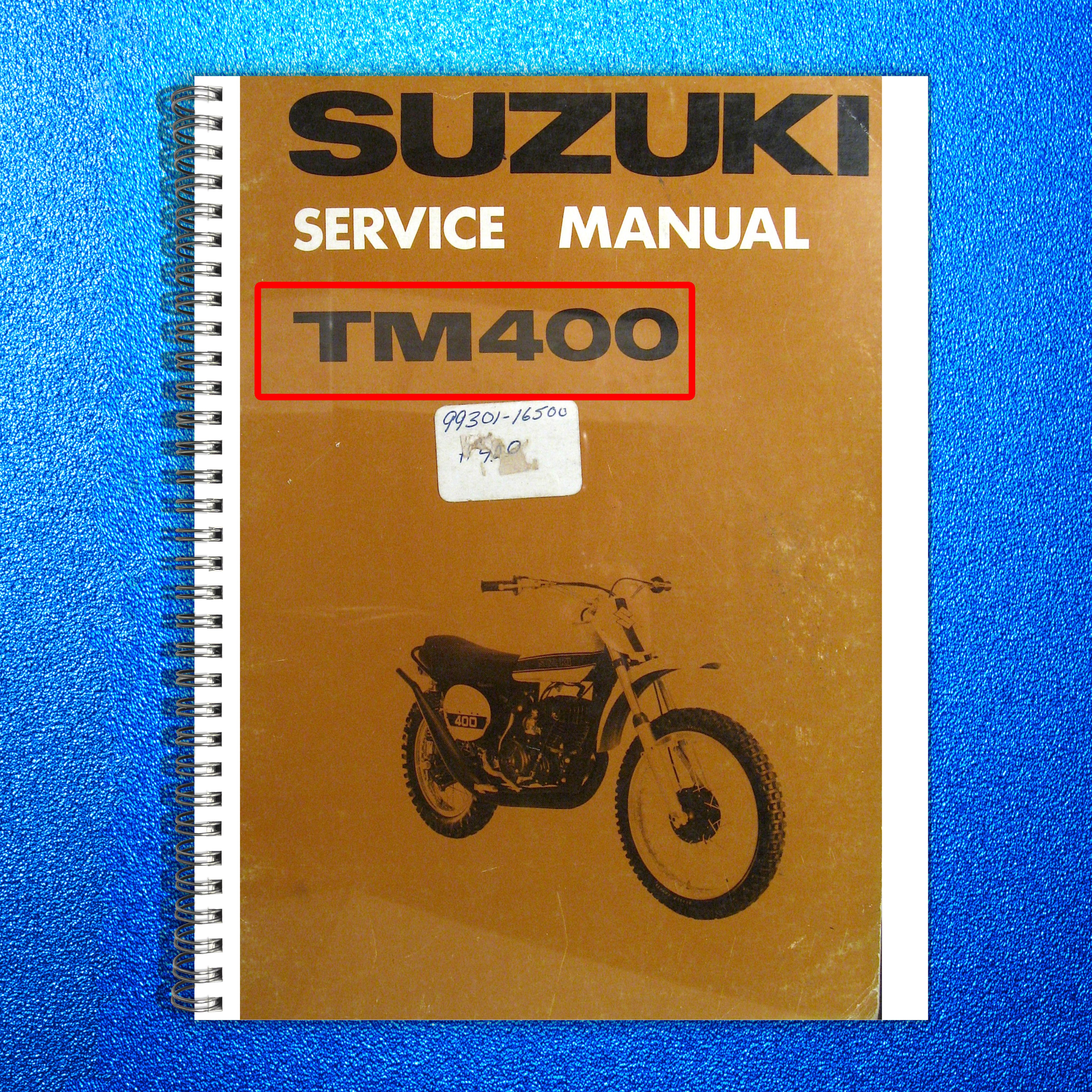 SUZUKI TM 400 Motorcycle Service Manual 1971 - STEEL WIRE BOUND - TOUGH COVERS