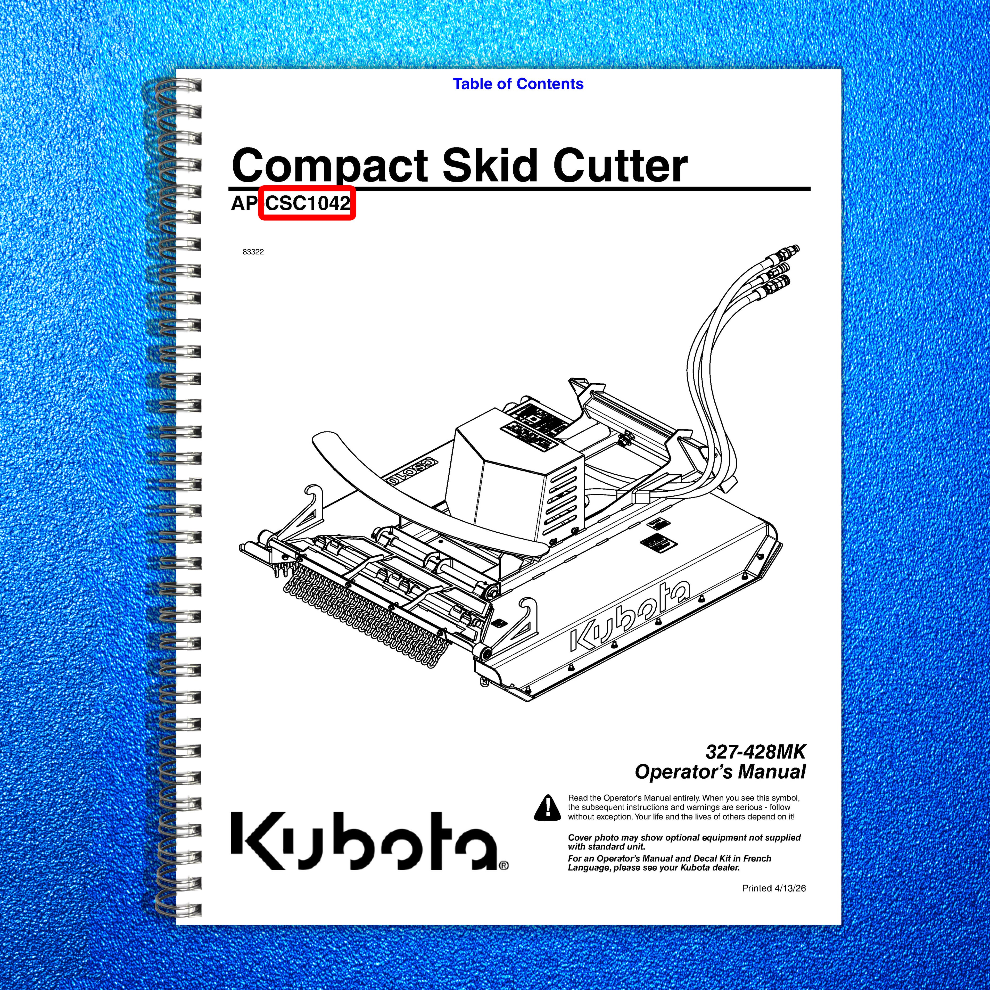 LAND PRIDE CSC10 Series Compact Skid Cutter Operators Manual - WIRE BOUND