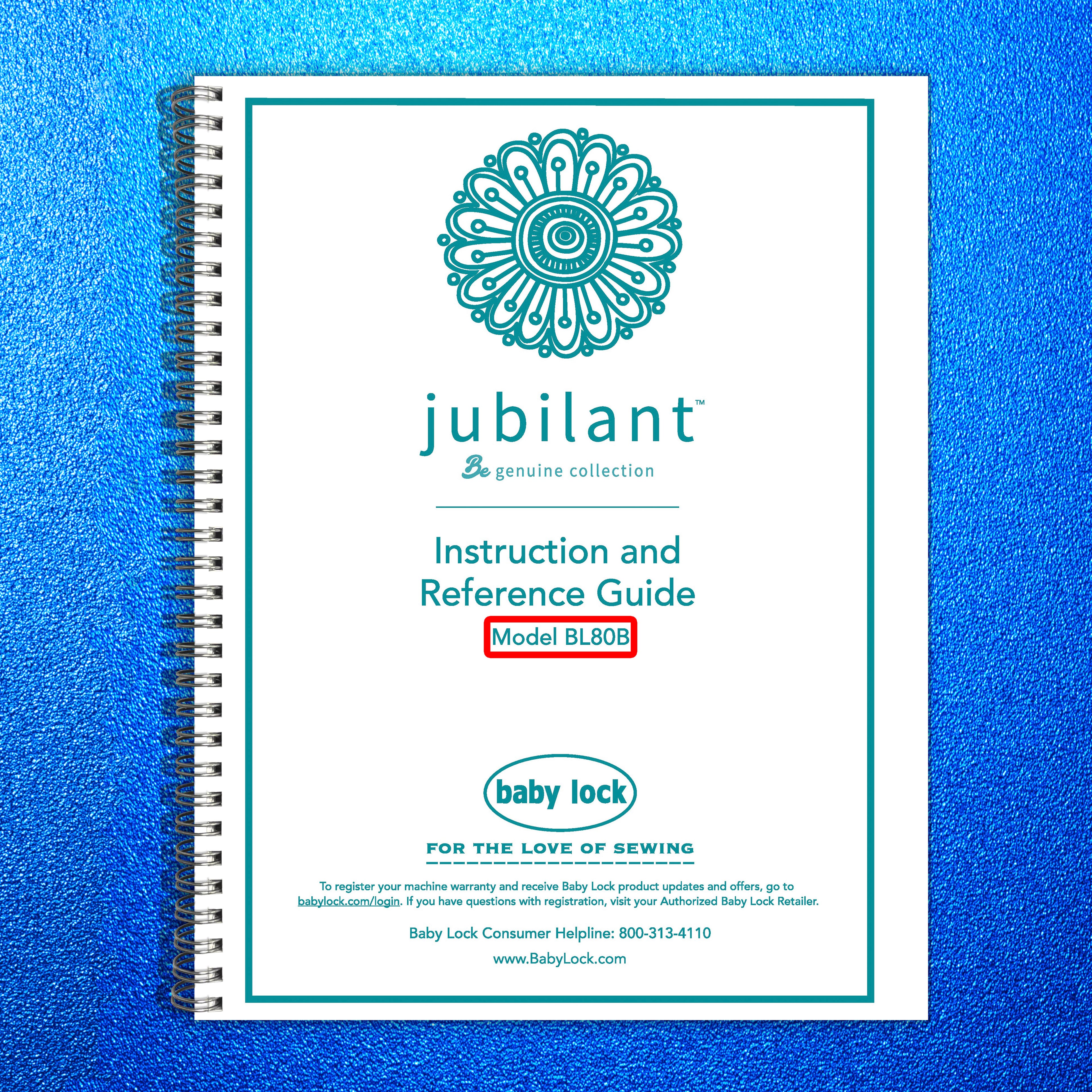 BABY LOCK Jubilant BL80B Sewing Machine Instruction Manual - WIRE BOUND - COVERS