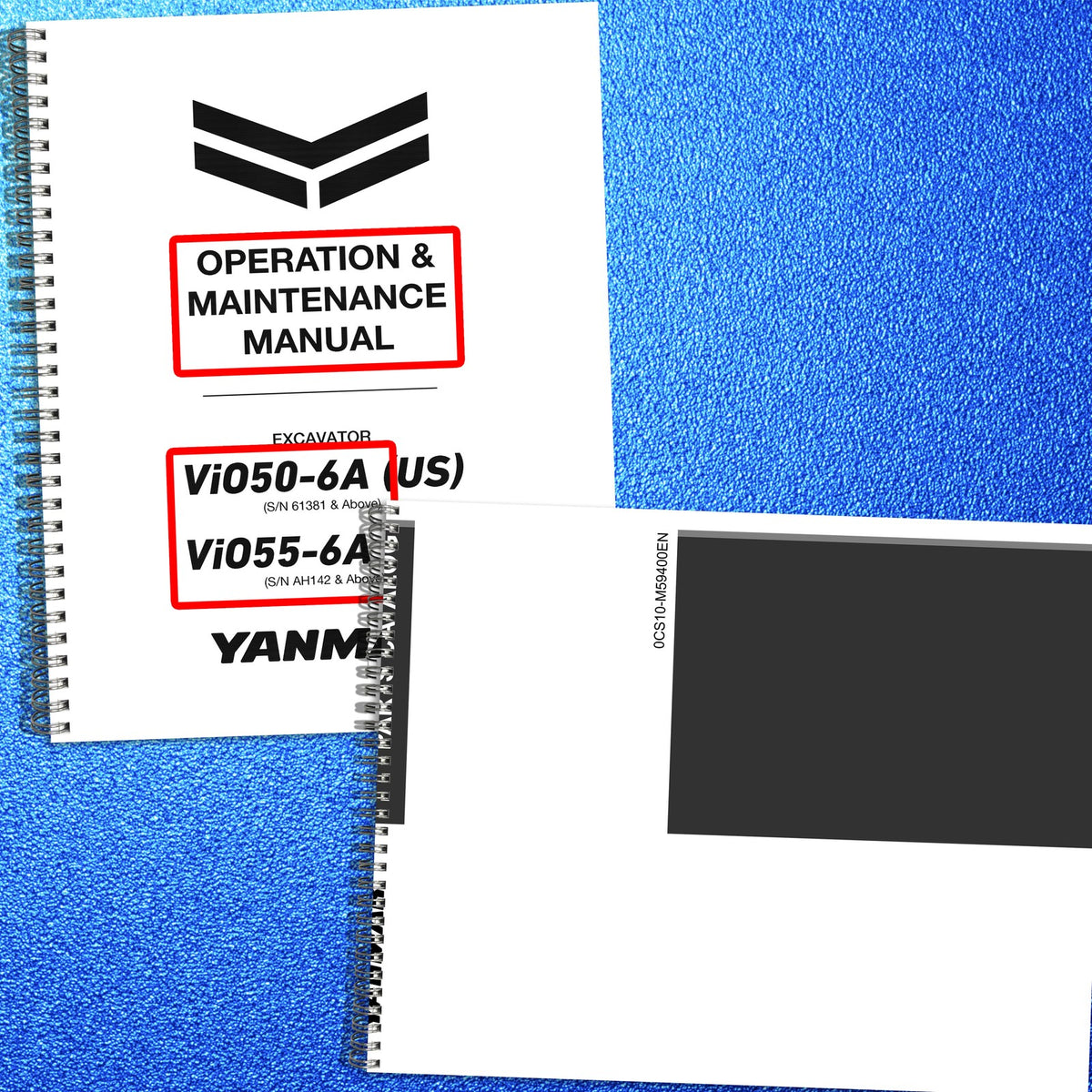 YANMAR ViO50-6A ViO55-6A Excavator Operators & Parts Manual BUNDLE - WIRE BOUND