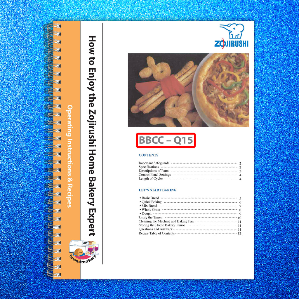ZOJIRUSHI BBCC-Q15 User Manual Owners Instruction Book + Lots of Recipes!