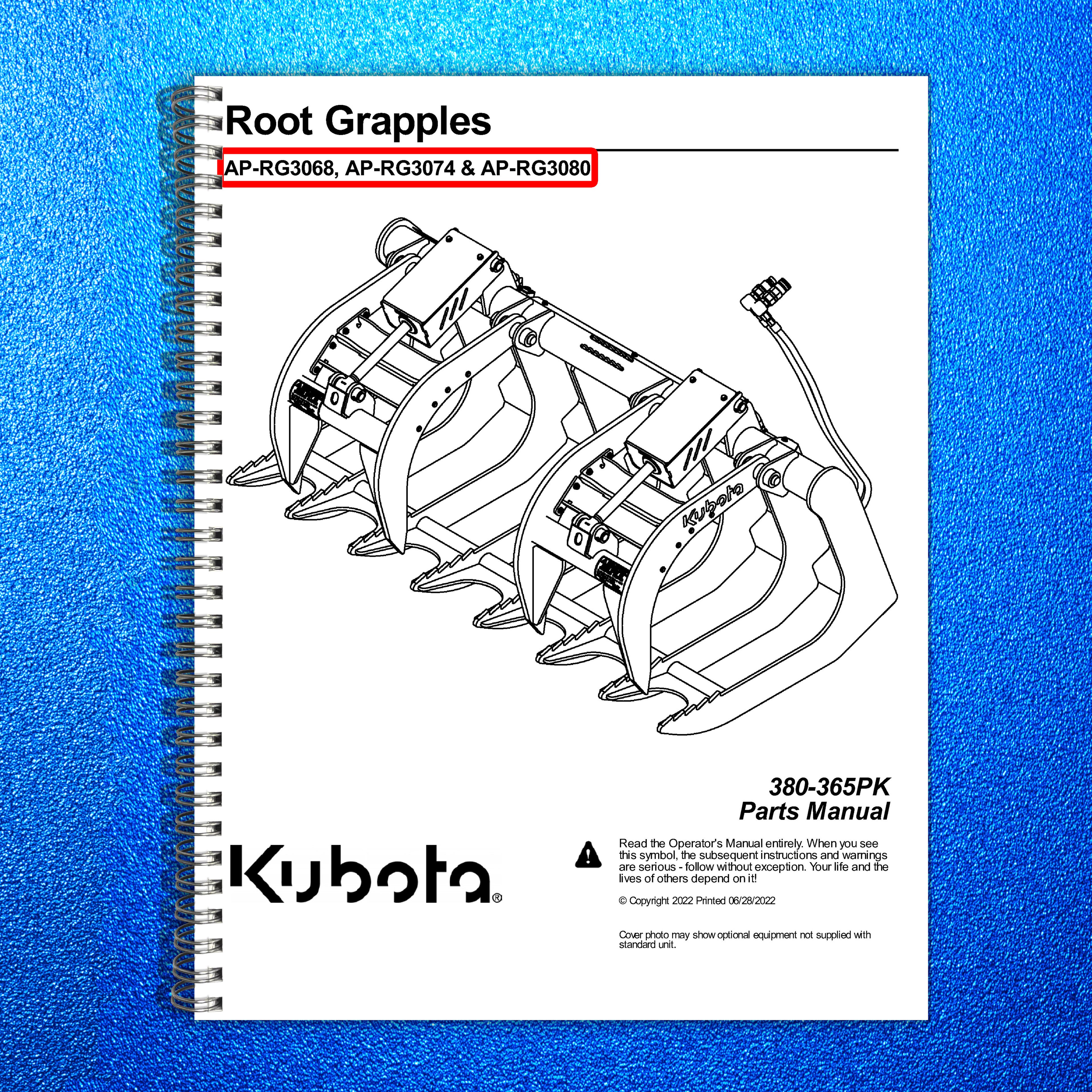 LAND PRIDE RG30 Series Root Grapples Parts Manual 2022 - WIRE BOUND - COVERS