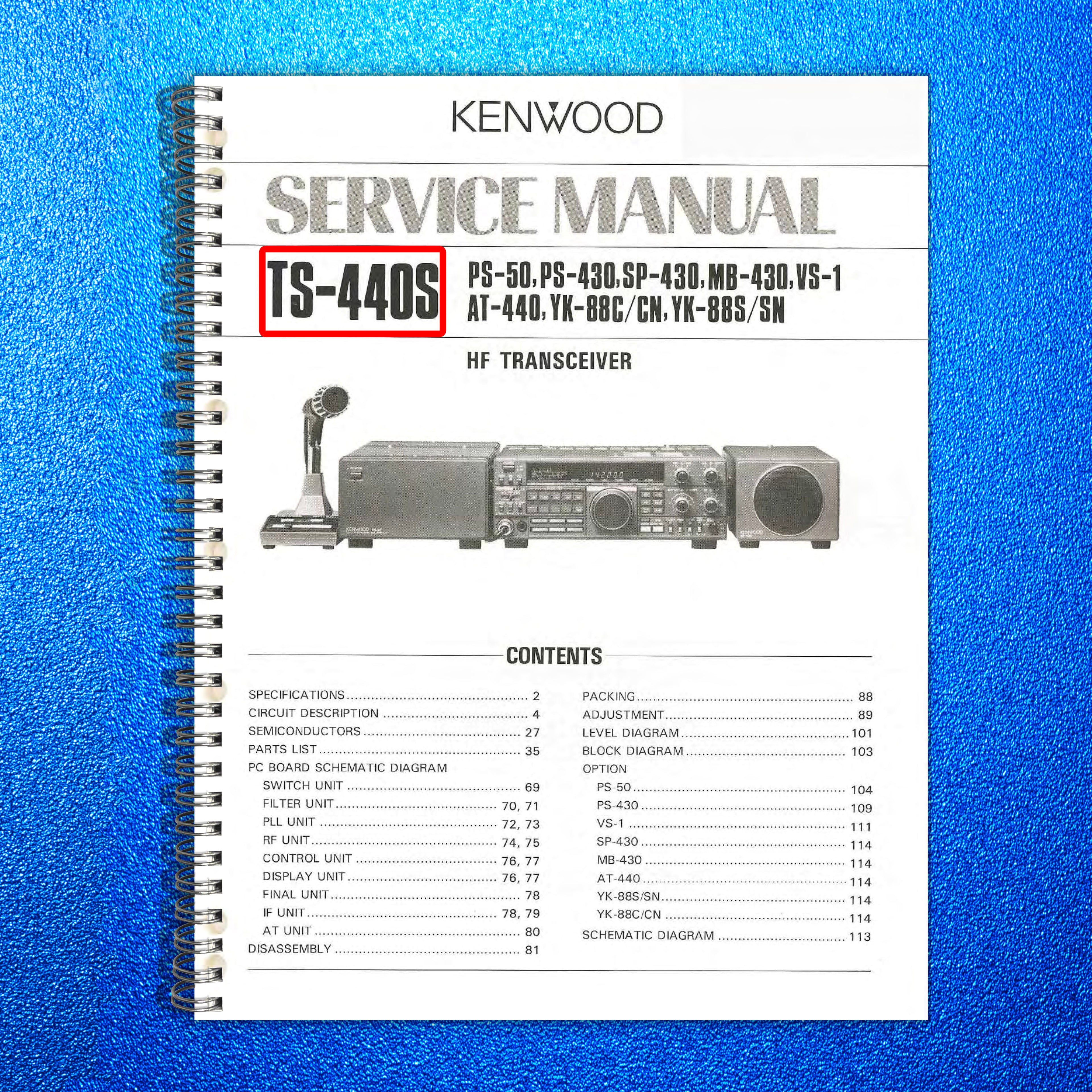 KENWOOD TS-440S HF Transceiver Service Manual - BOUND - COVERS - XL FOLDOUTS