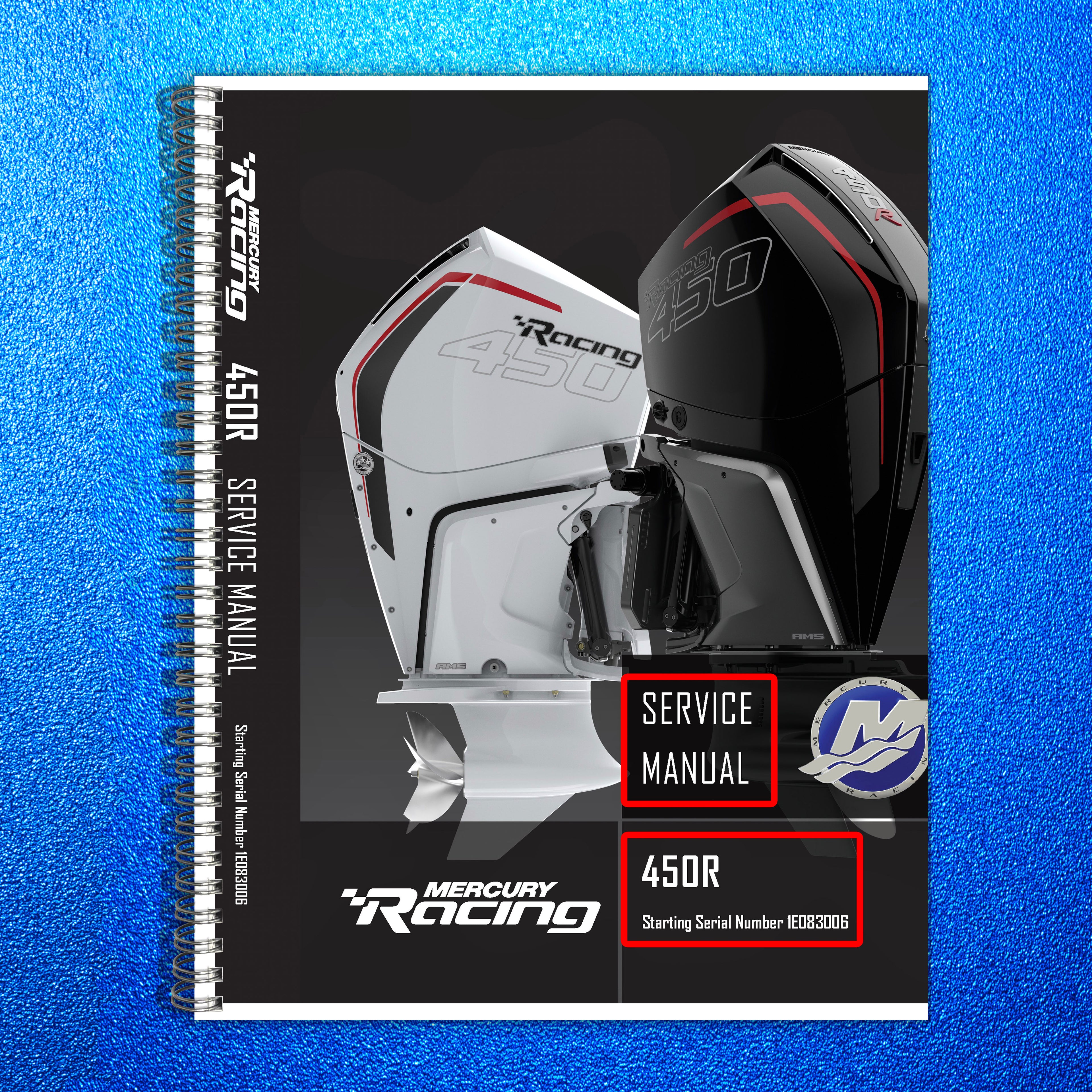 MERCURY RACING 450R SERVICE MANUAL - STEEL WIRE BOUND - COVERS - XL FOLDOUT DIAG