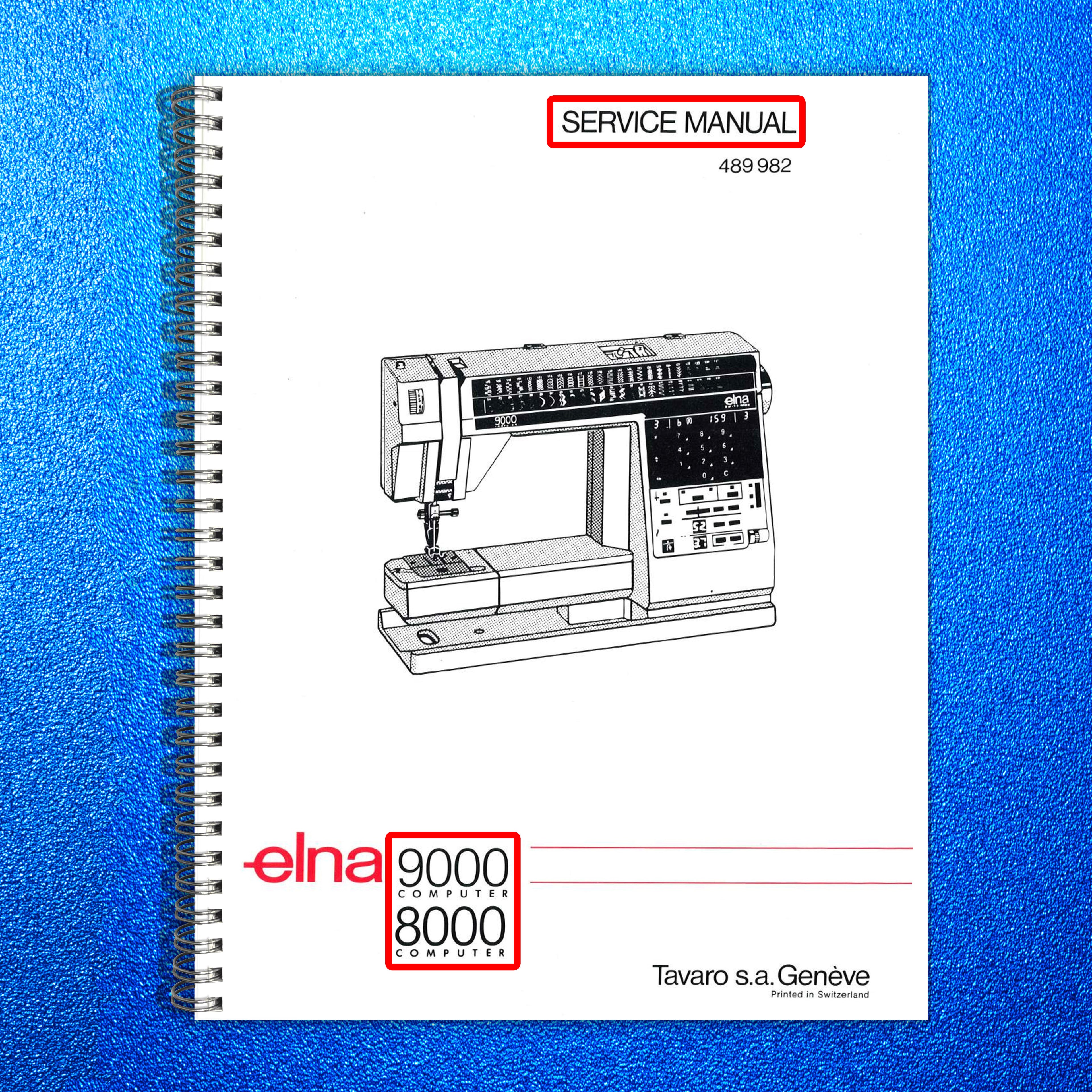 ELNA 8000 9000 Diva SERVICE MANUAL - STEEL WIRE BOUND - PROTECTIVE COVERS