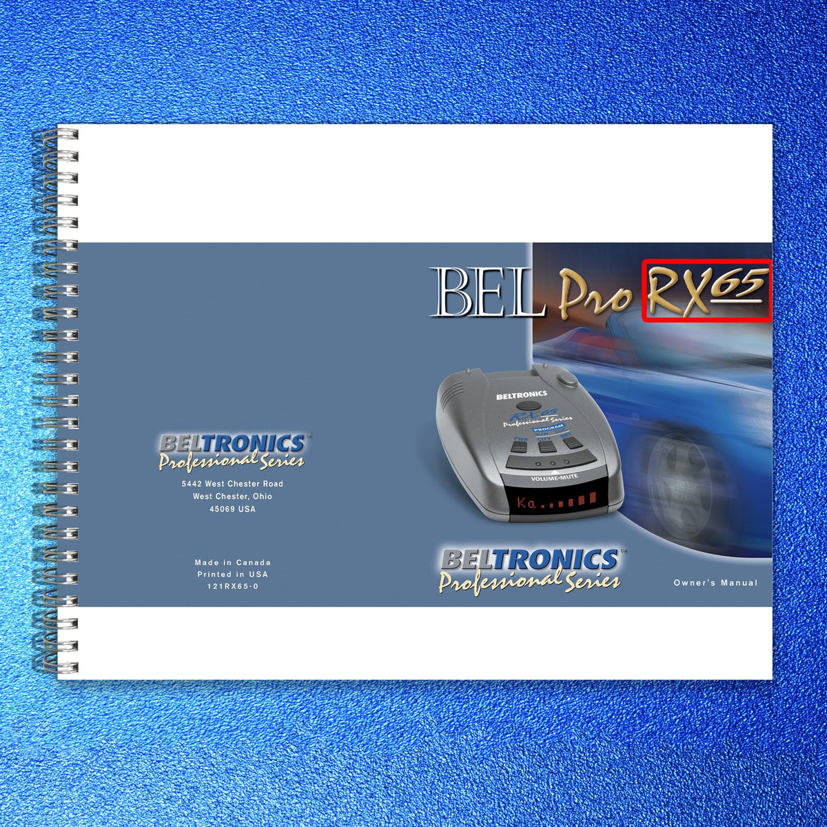 BELTRONICS Bel Pro RX65 Radar Detector Owners Manual - WIRE BOUND - TOUGH COVERS