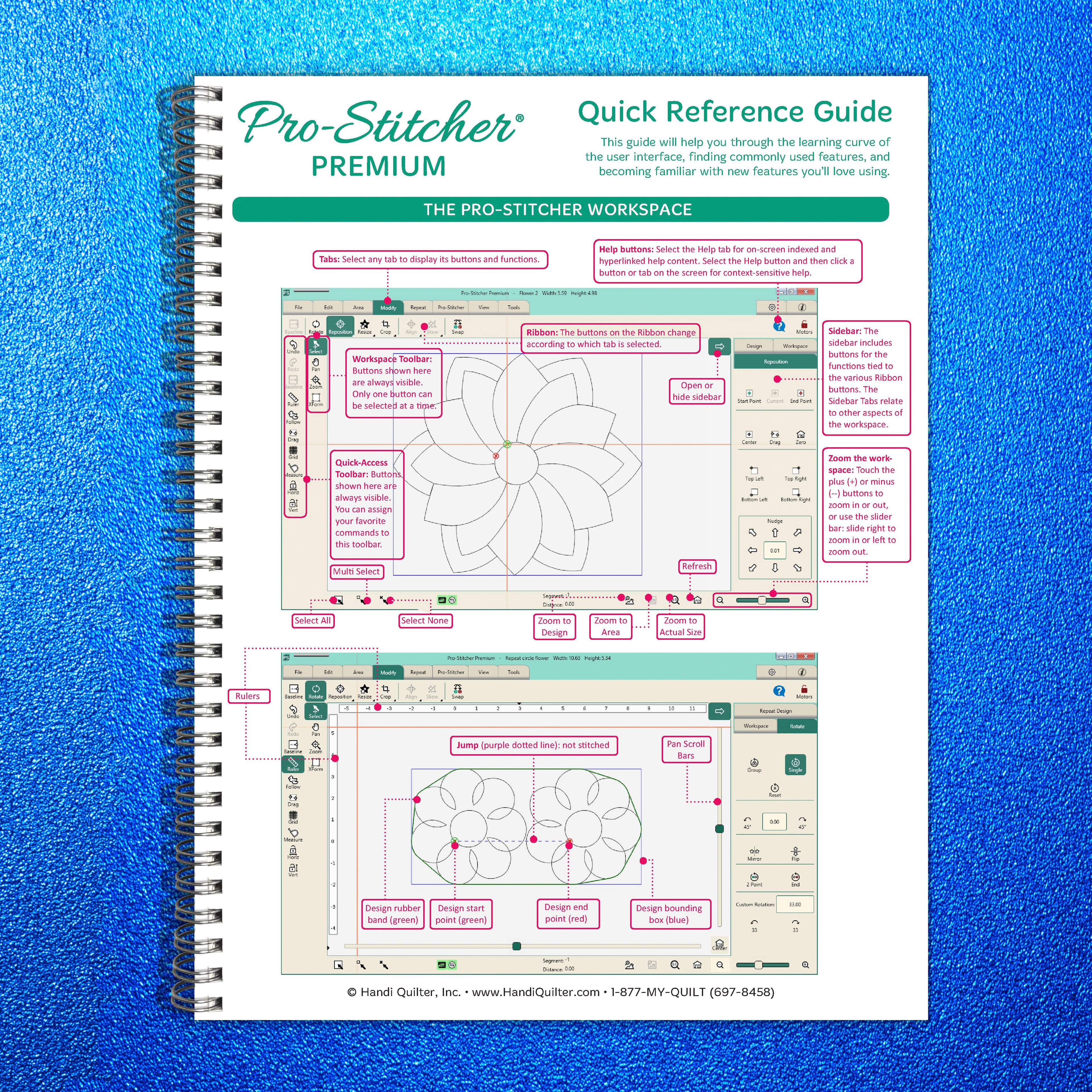 HANDI QUILTER Pro-Stitcher Premium User Reference Guide - WIRE BOUND - COVERS