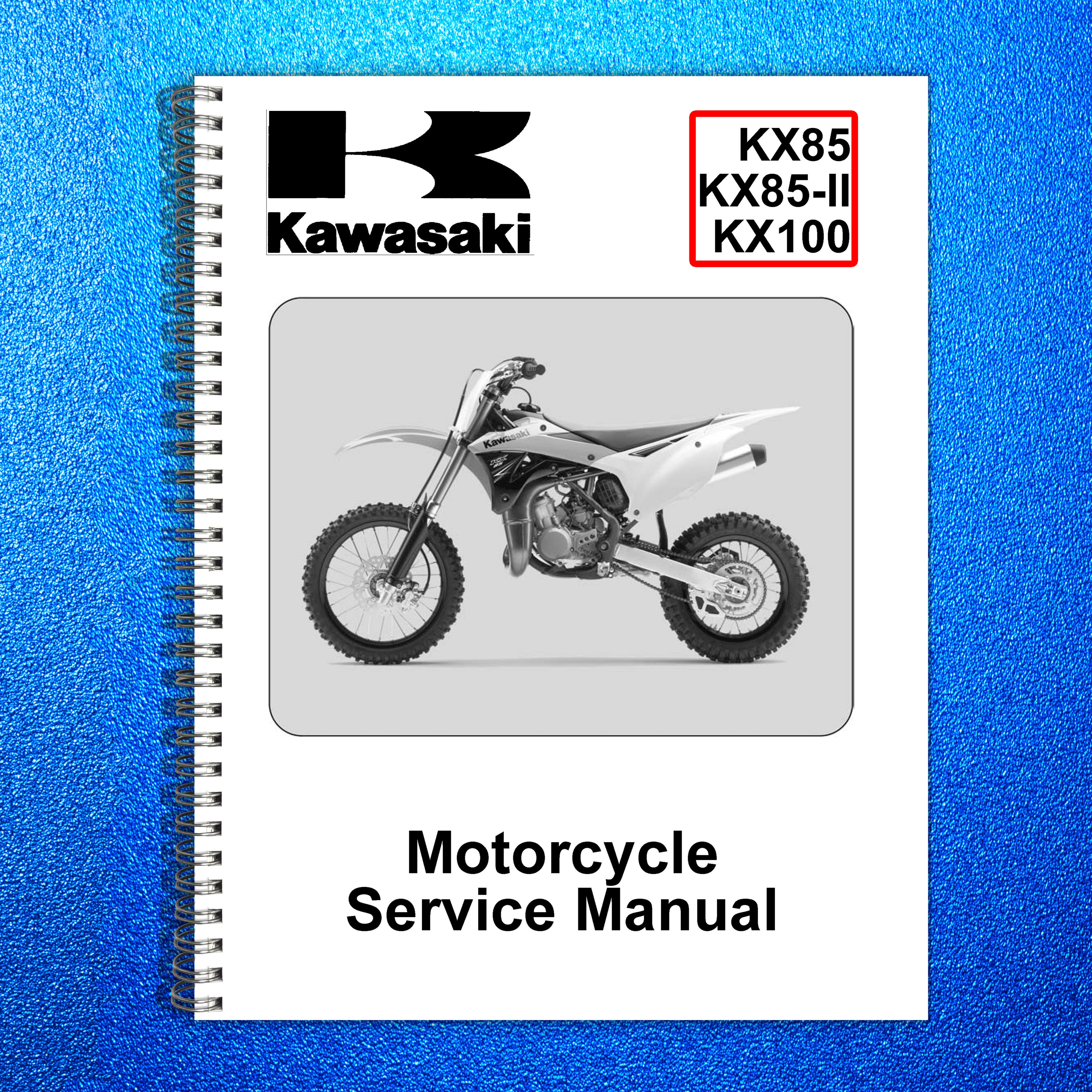 KAWASAKI KX85 KX85-II KX100 Motorcycle Service Manual - WIRE BOUND - COVERS