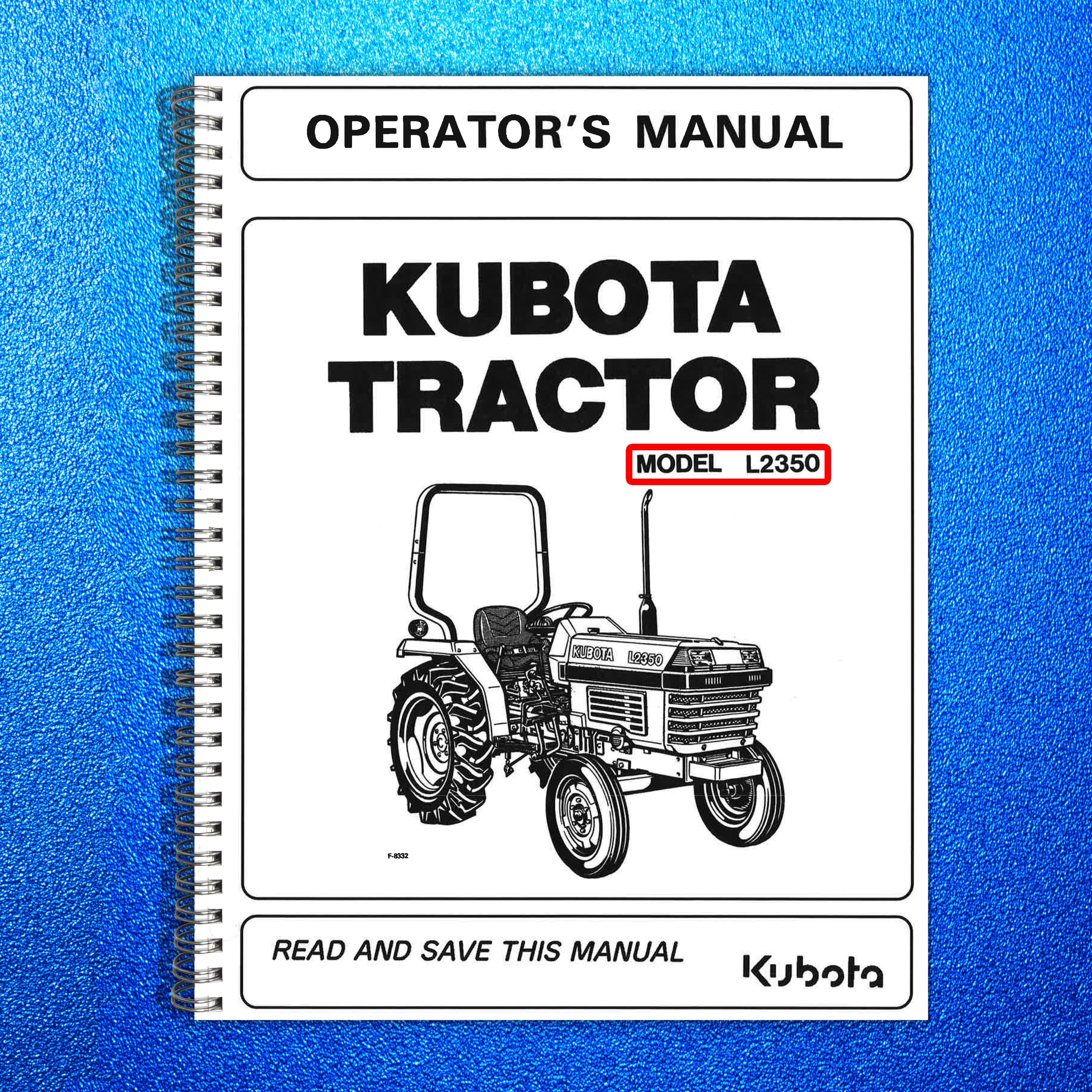 KUBOTA L2350 TRACTOR OPERATORS MANUAL - STEEL WIRE BOUND - PROTECTIVE COVERS