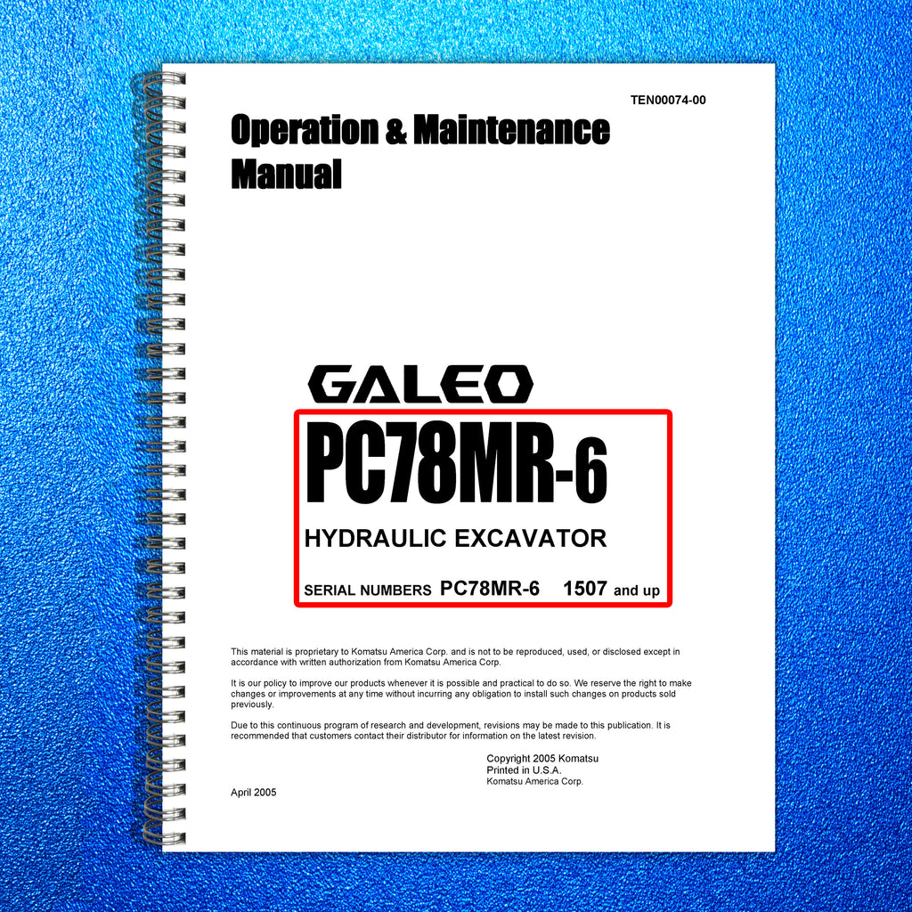 KOMATSU PC78MR-6 Operation and Maintenance Manual - WIRE BOUND TOUGH COVERS